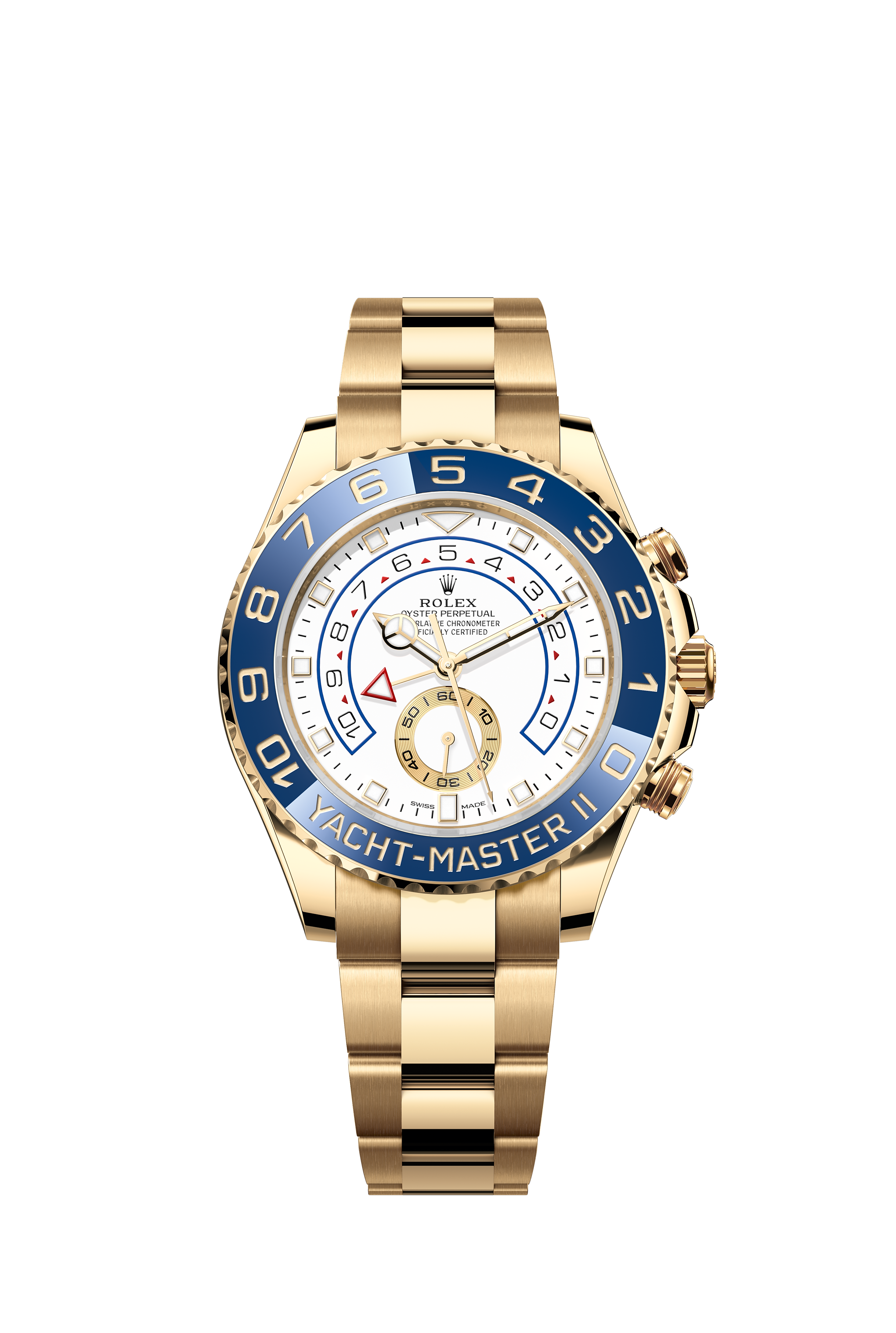 Rolex 116688 Yacht-Master II Yellow Gold White Dial Blue Cerachrom Bezel