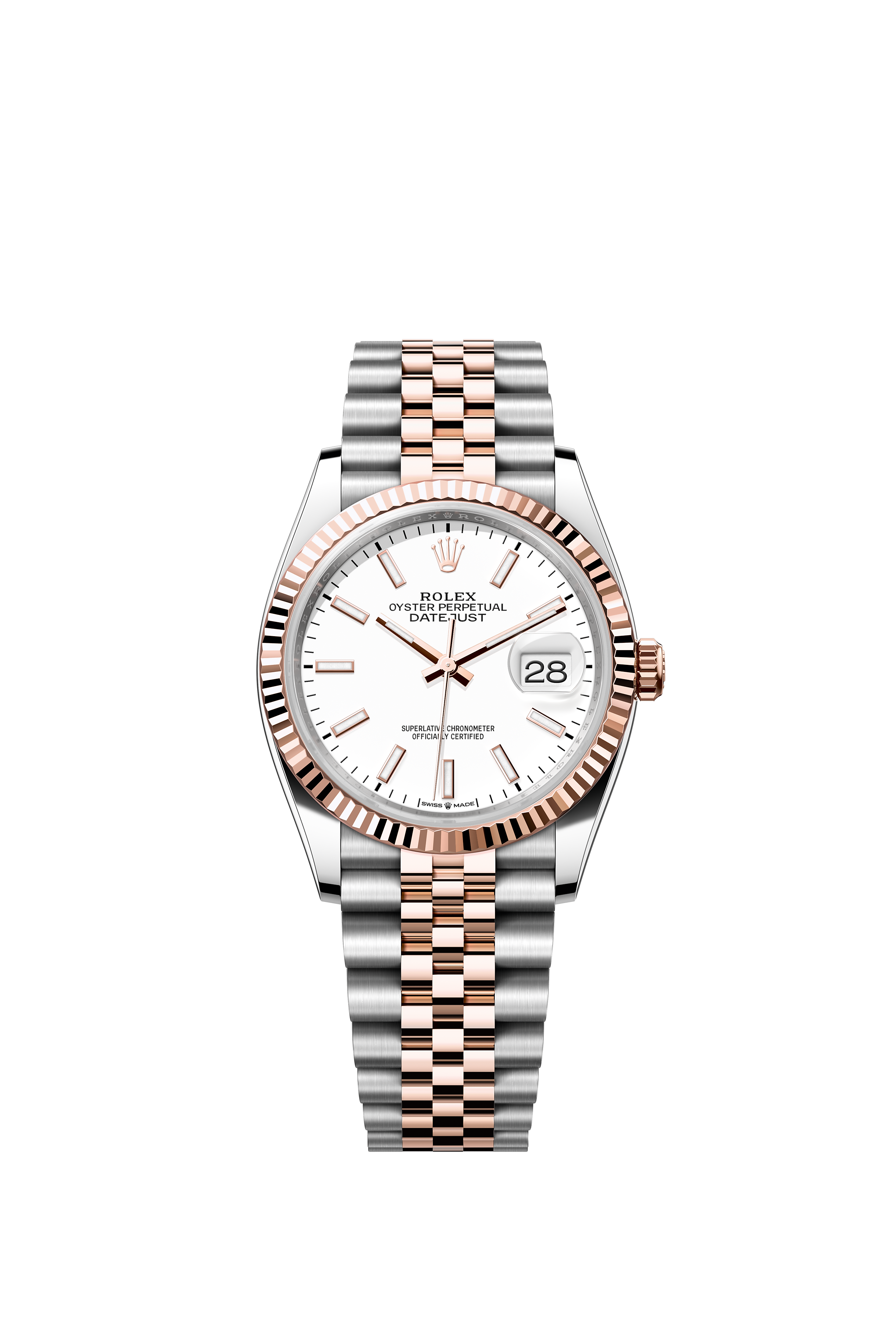 Rolex 126231 Datejust 36 Everose Rolesor White Dial