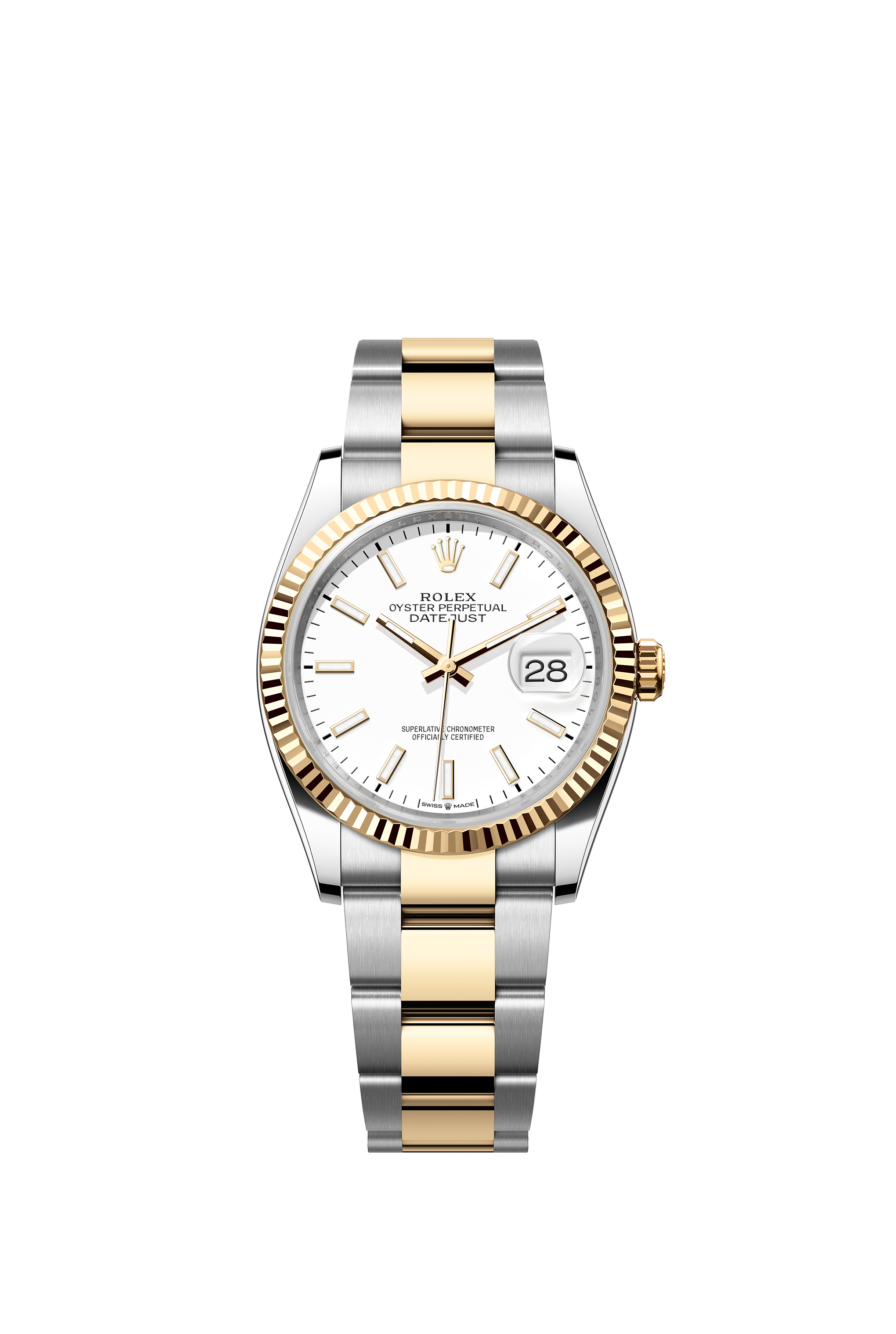 Rolex 126233 Datejust 36 Yellow Rolesor White Dial Oyster Bracelet