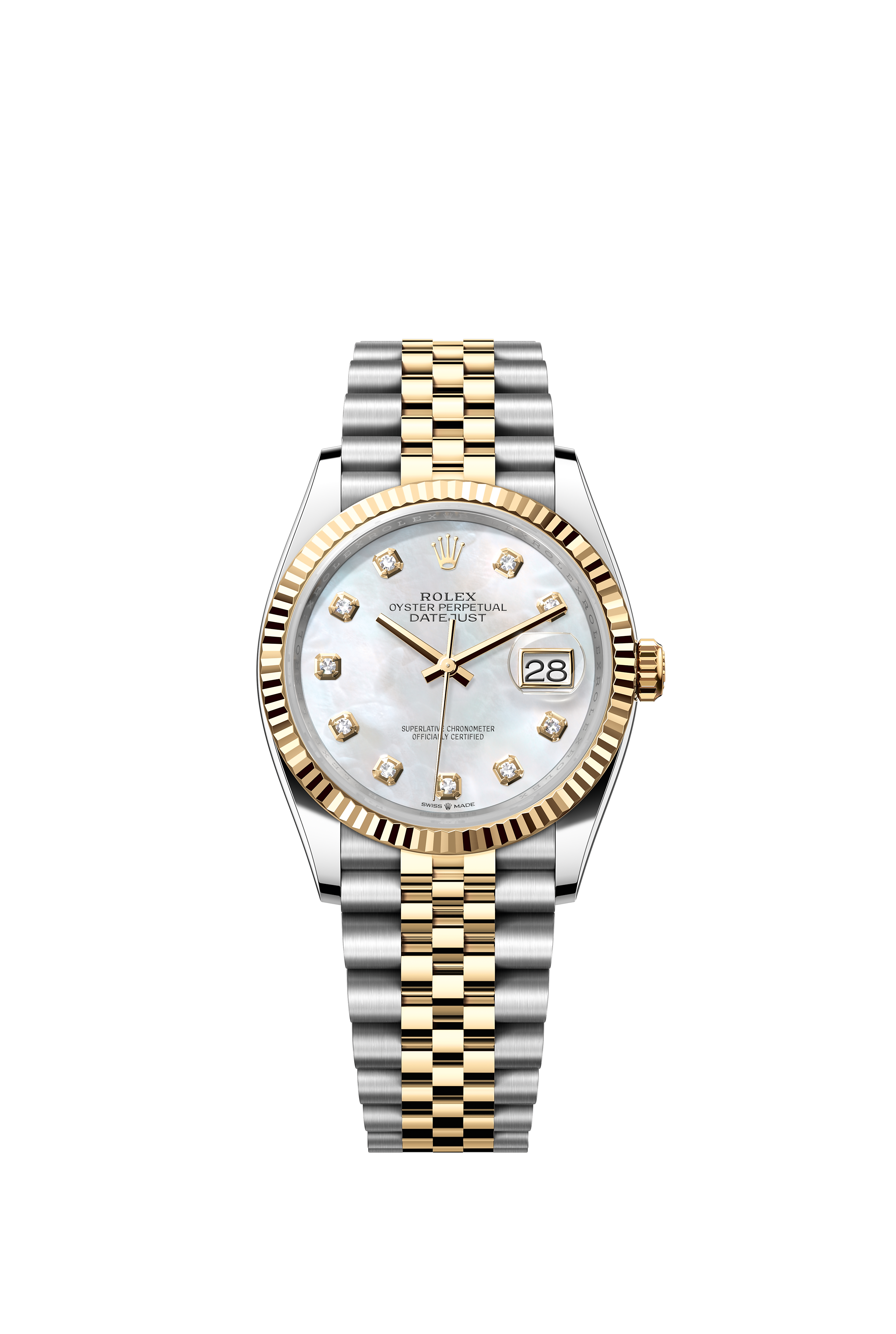 Rolex 126233 Datejust 36 Yellow Rolesor Mother-of-Pearl Diamond Dial Jubilee Bracelet