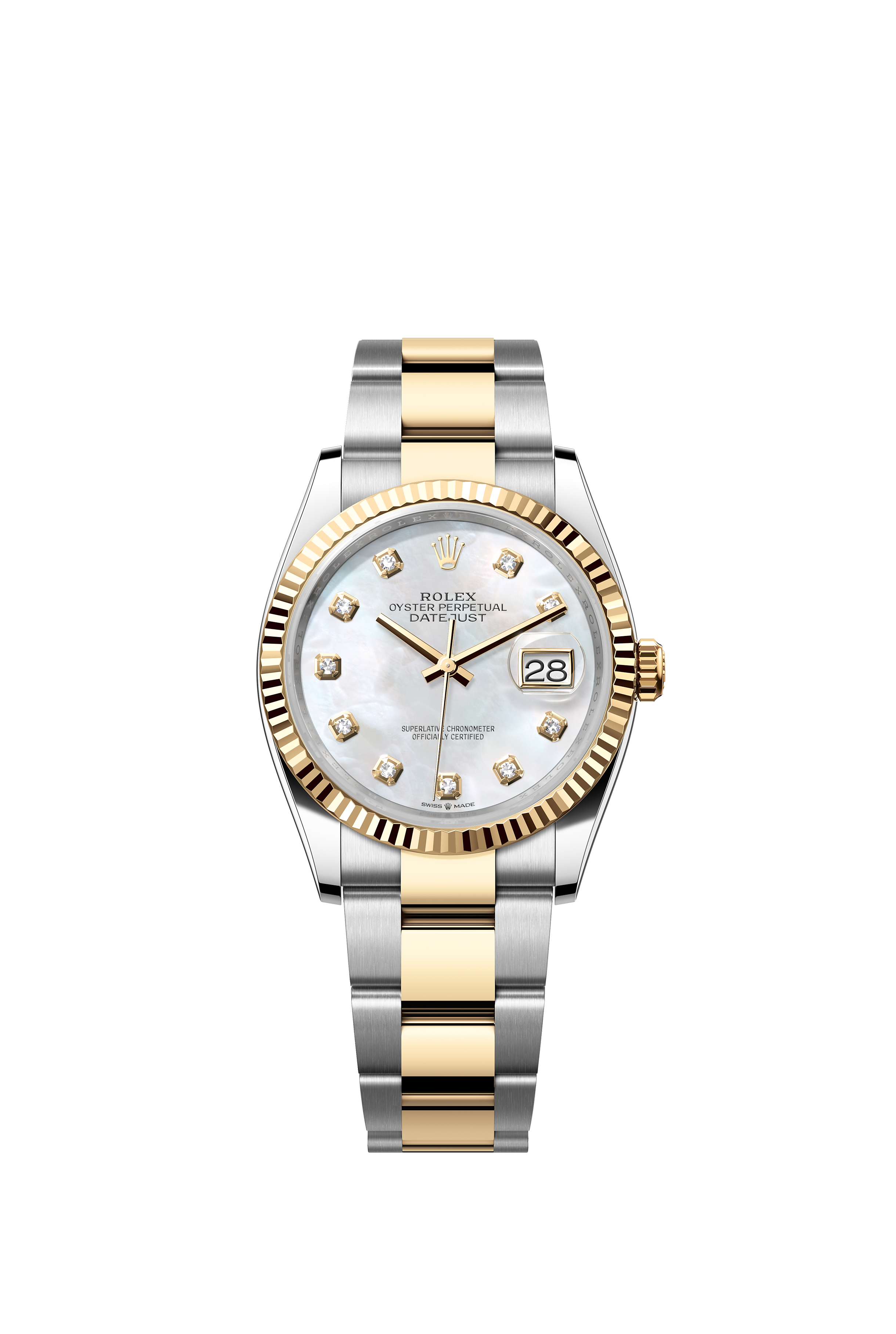 Rolex 126233 Datejust 36 Yellow Rolesor Mother-of-Pearl Diamond Dial Oyster Bracelet
