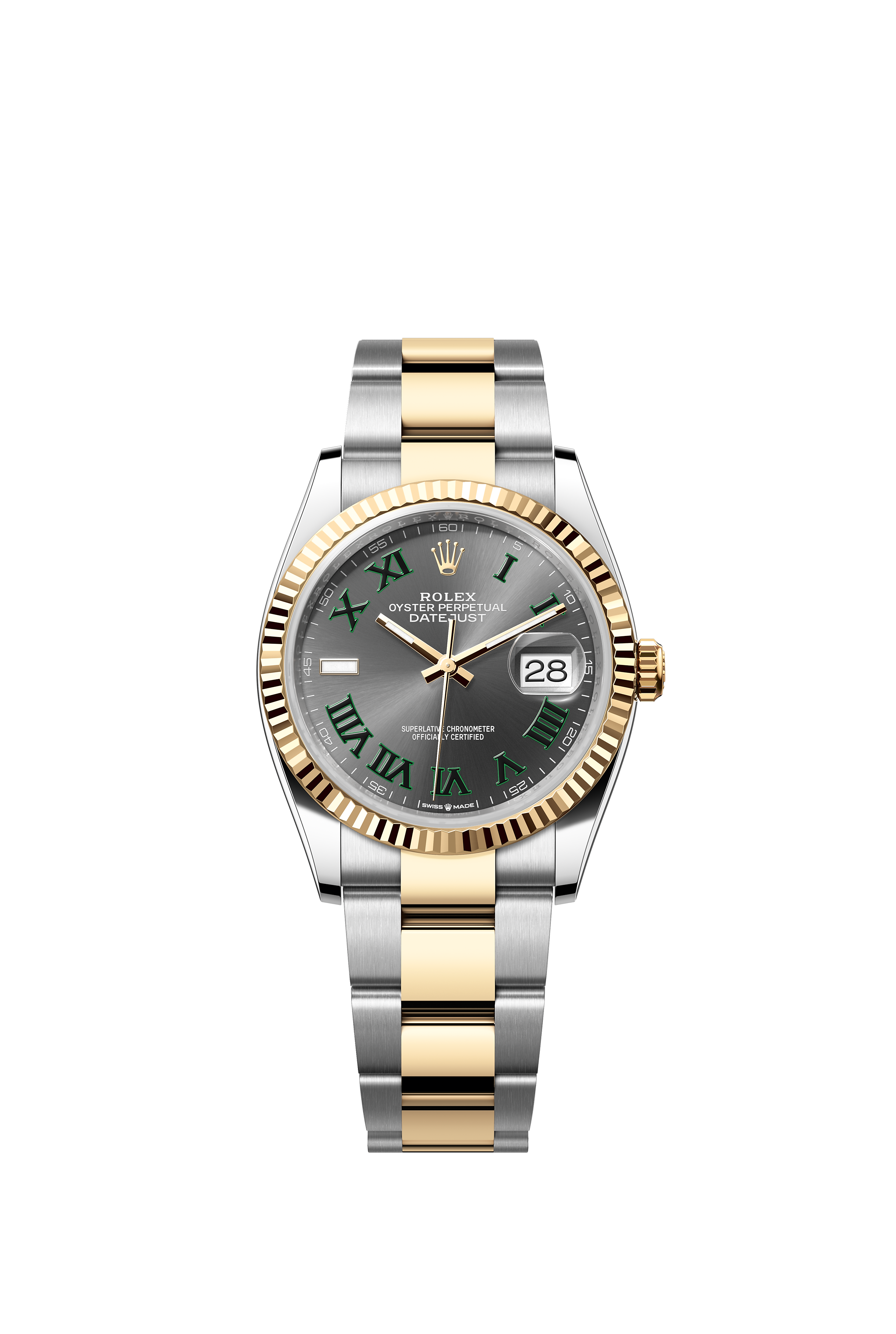 Rolex 126233 Datejust 36 Yellow Rolesor Wimbledon Dial Oyster Bracelet