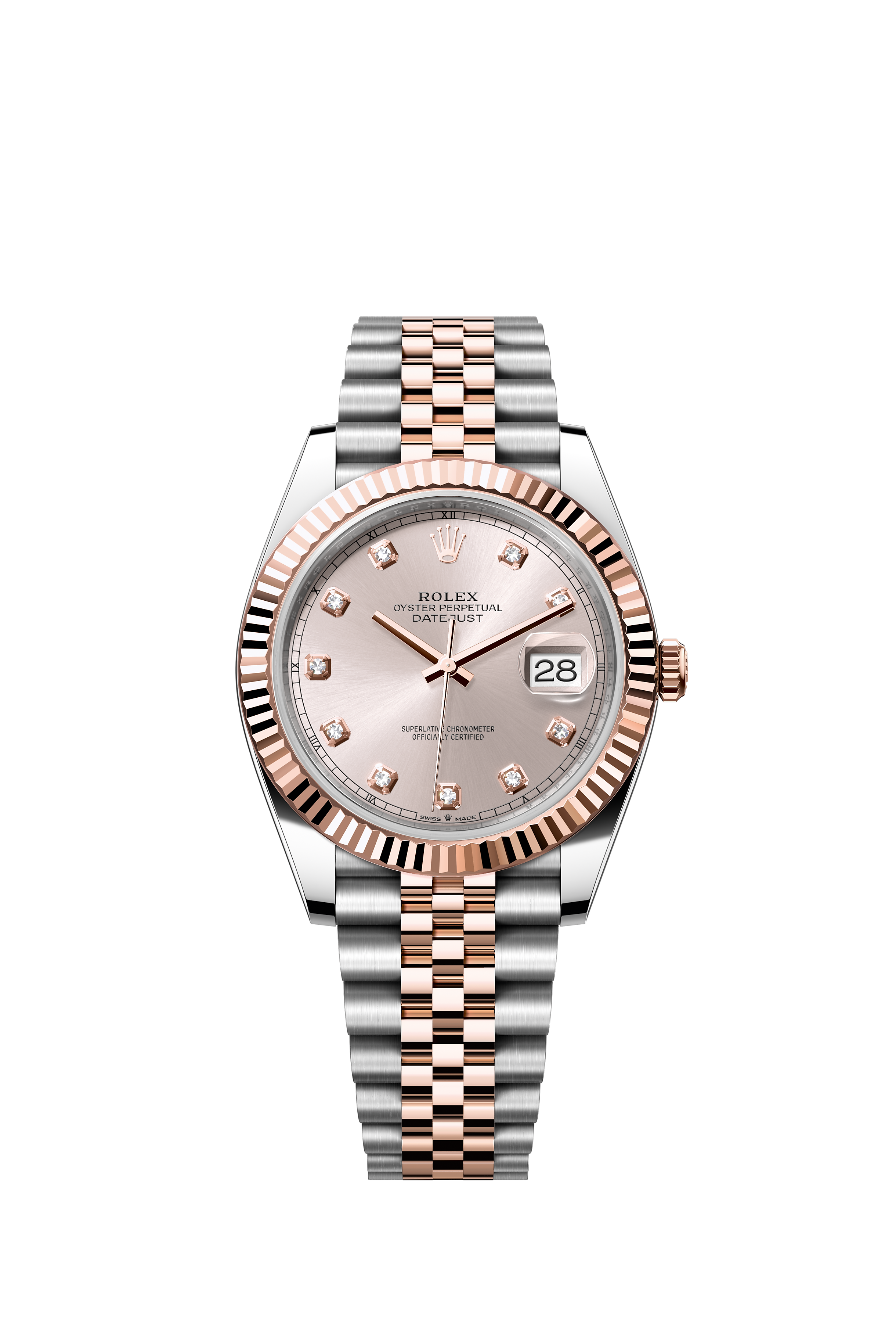 Rolex 126231 Datejust 36 Everose Rolesor Sundust Diamond Dial