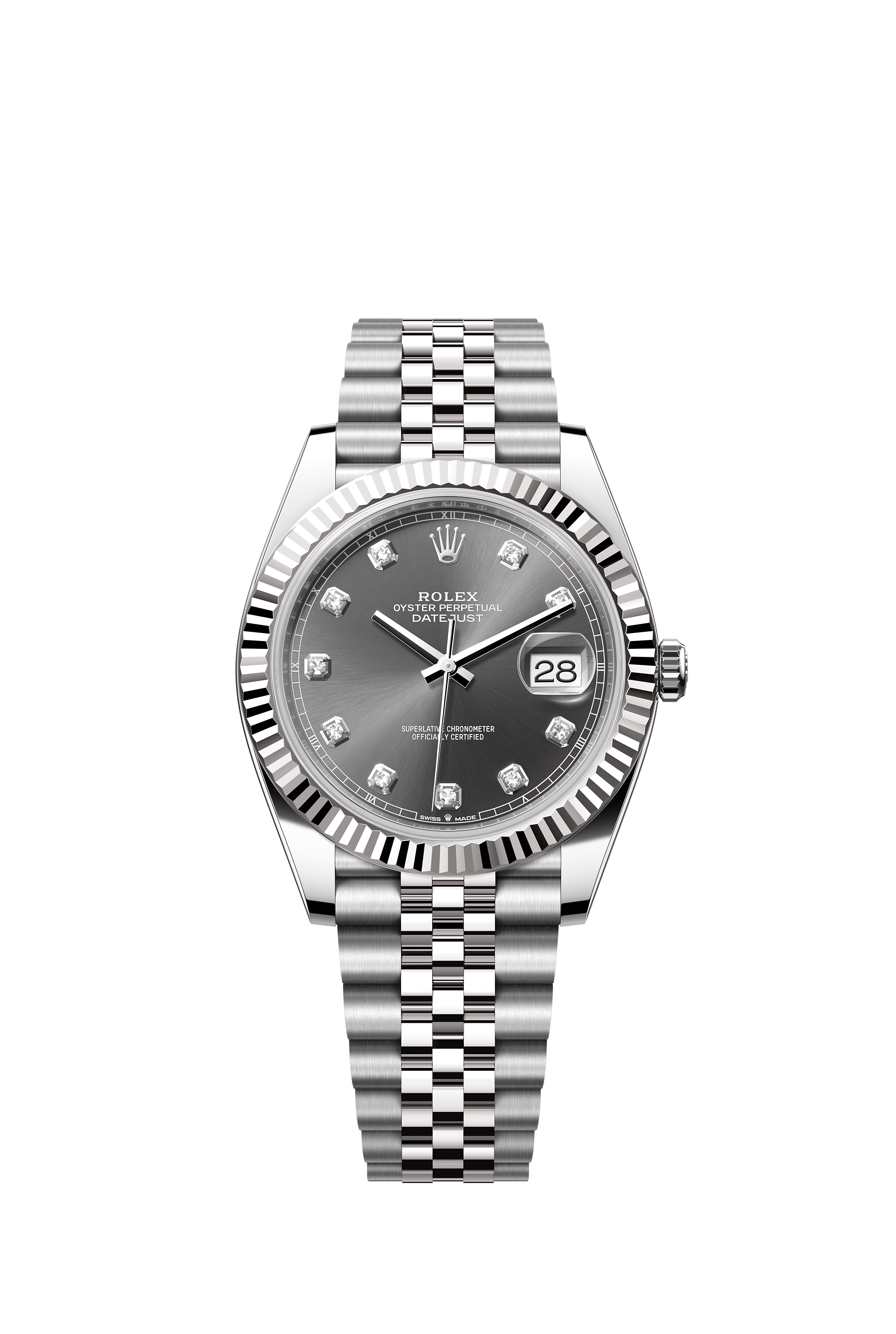 Rolex 126334 Datejust 41 White Rolesor Slate Diamond Dial