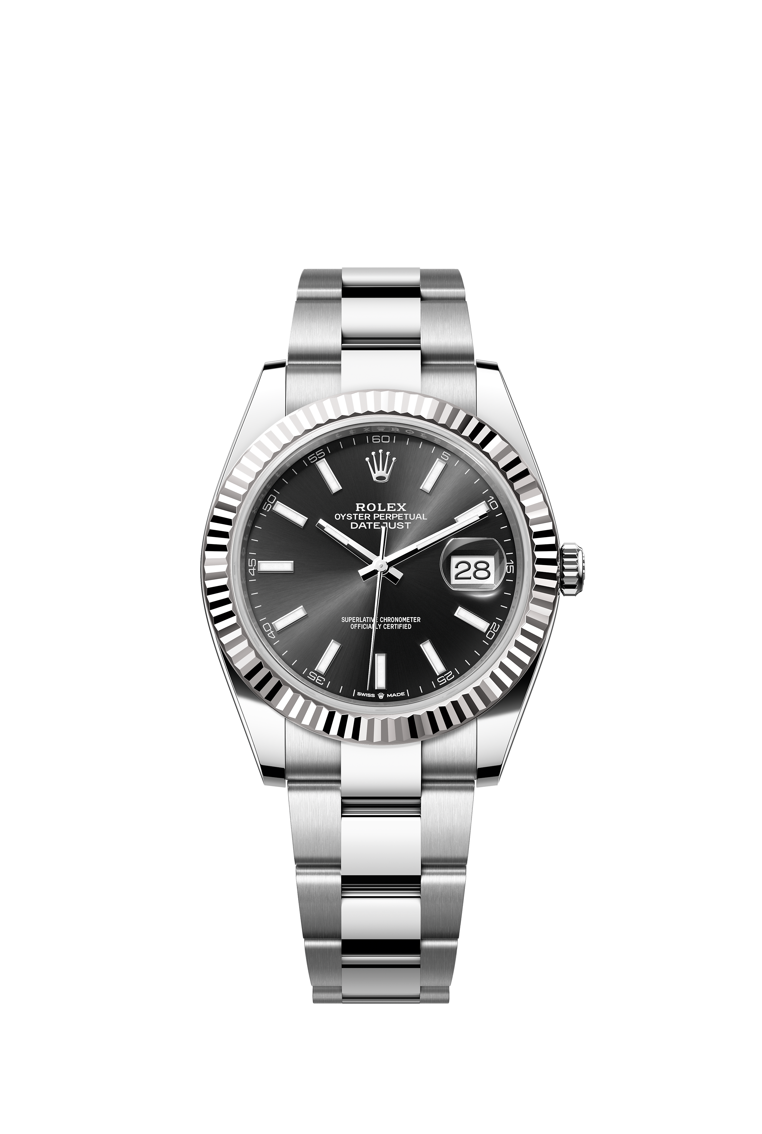 Rolex 126334 Datejust 41 White Rolesor Bright Black Dial Oyster Bracelet