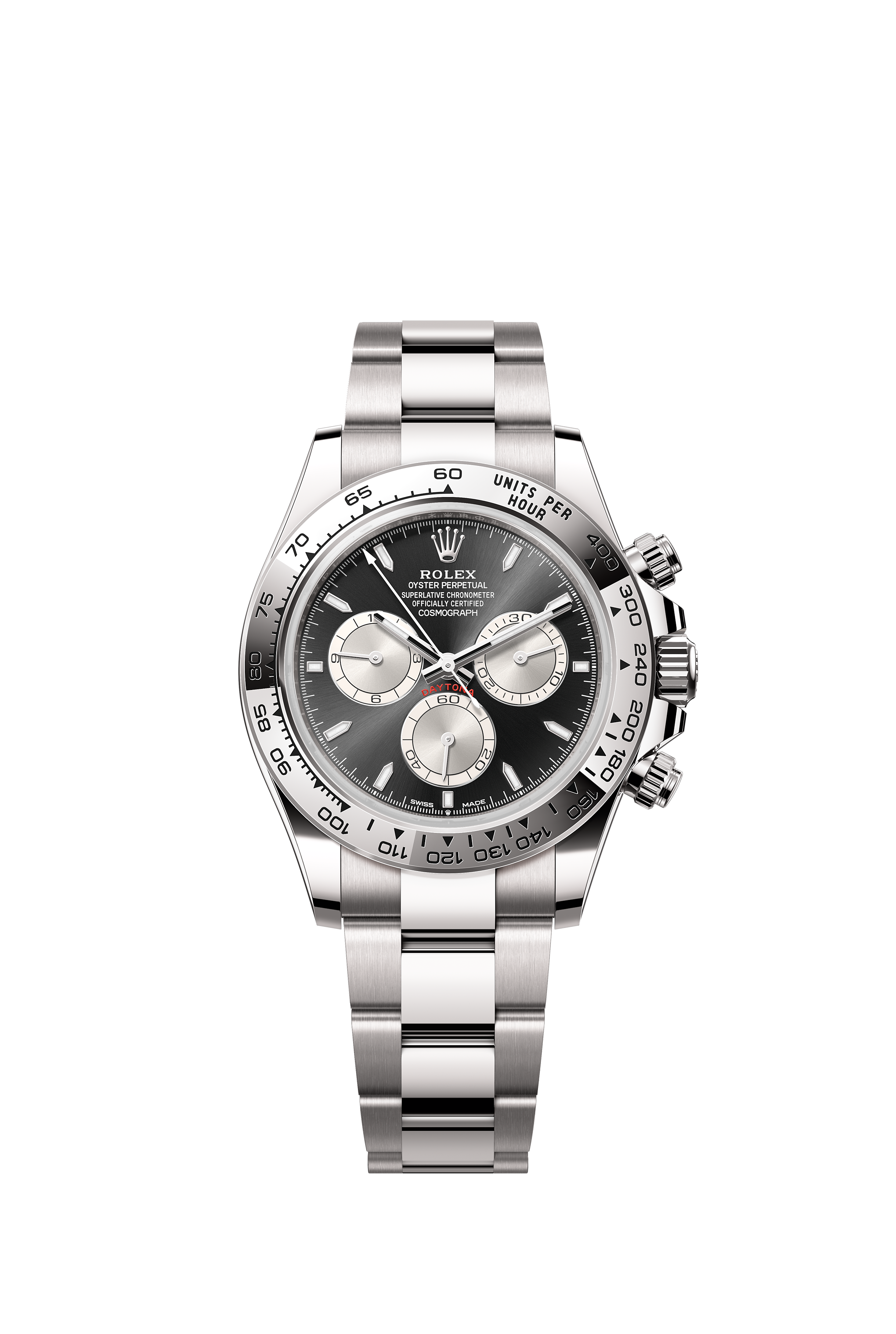 Rolex 126509 Cosmograph Daytona White Gold Bright Black and Steel Dial