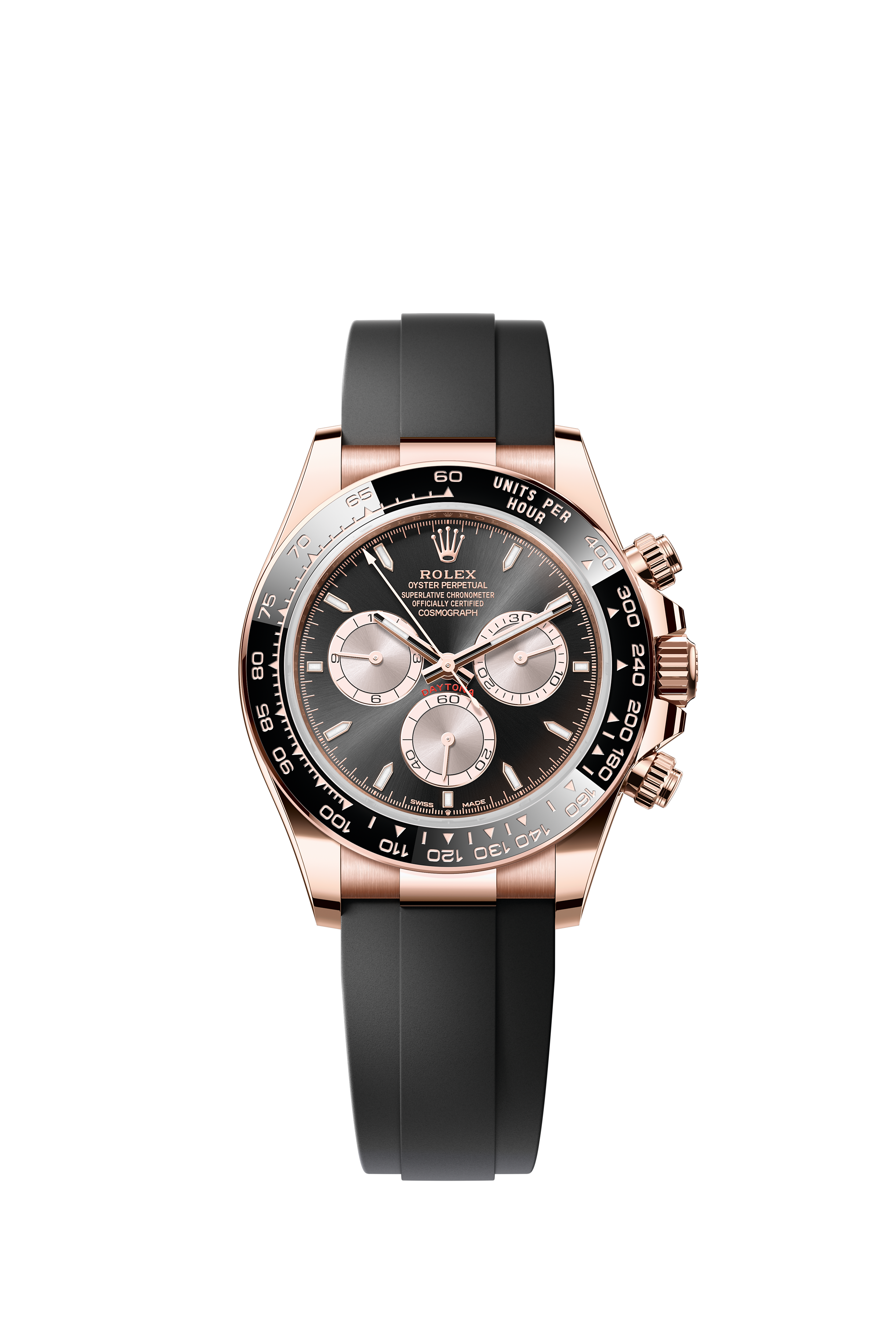 Rolex 126515LN Cosmograph Daytona Everose Gold Sundust and Bright Black Dial Oysterflex