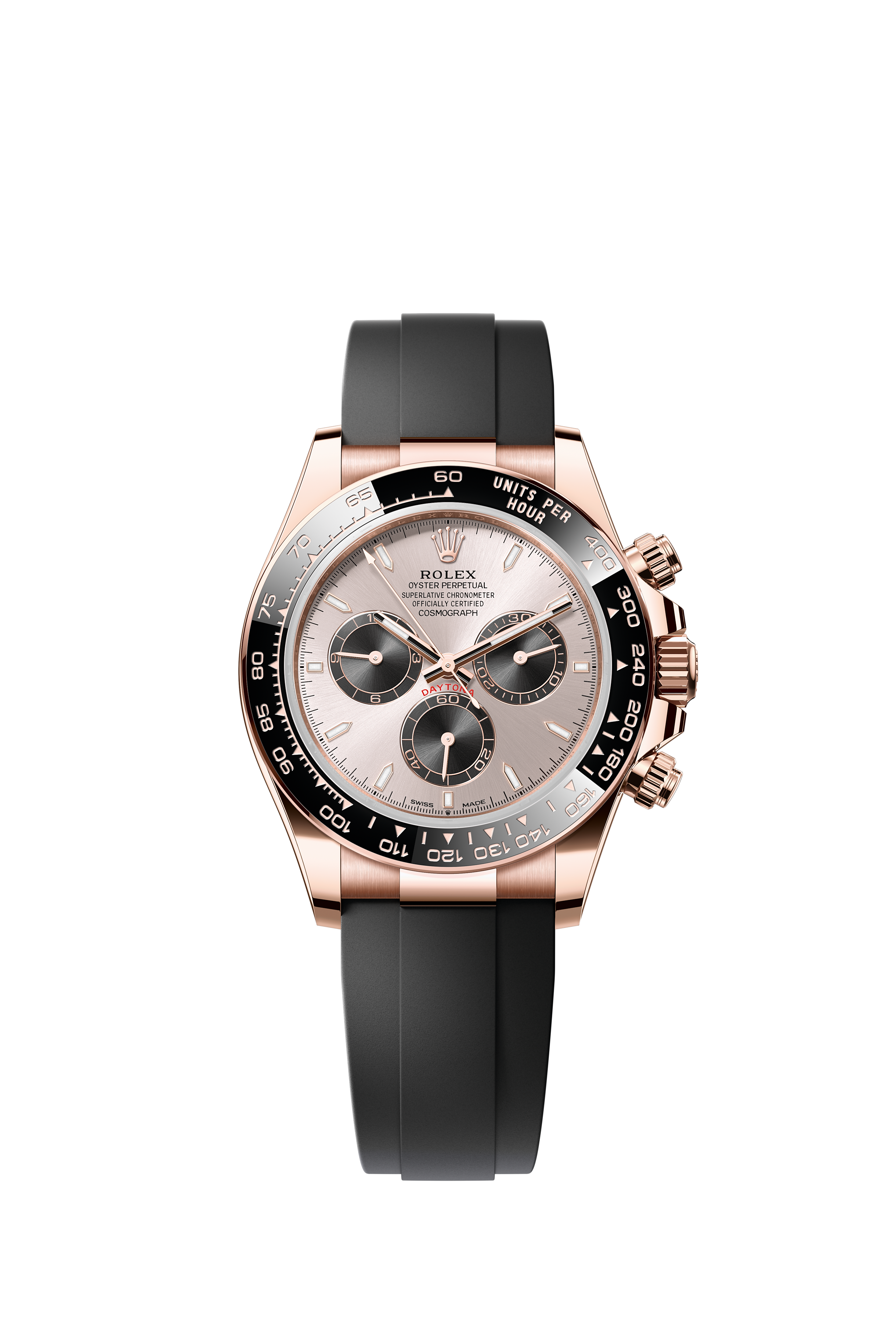 Rolex 126515LN Cosmograph Daytona Everose Gold Sundust and Bright Black Dial Oysterflex