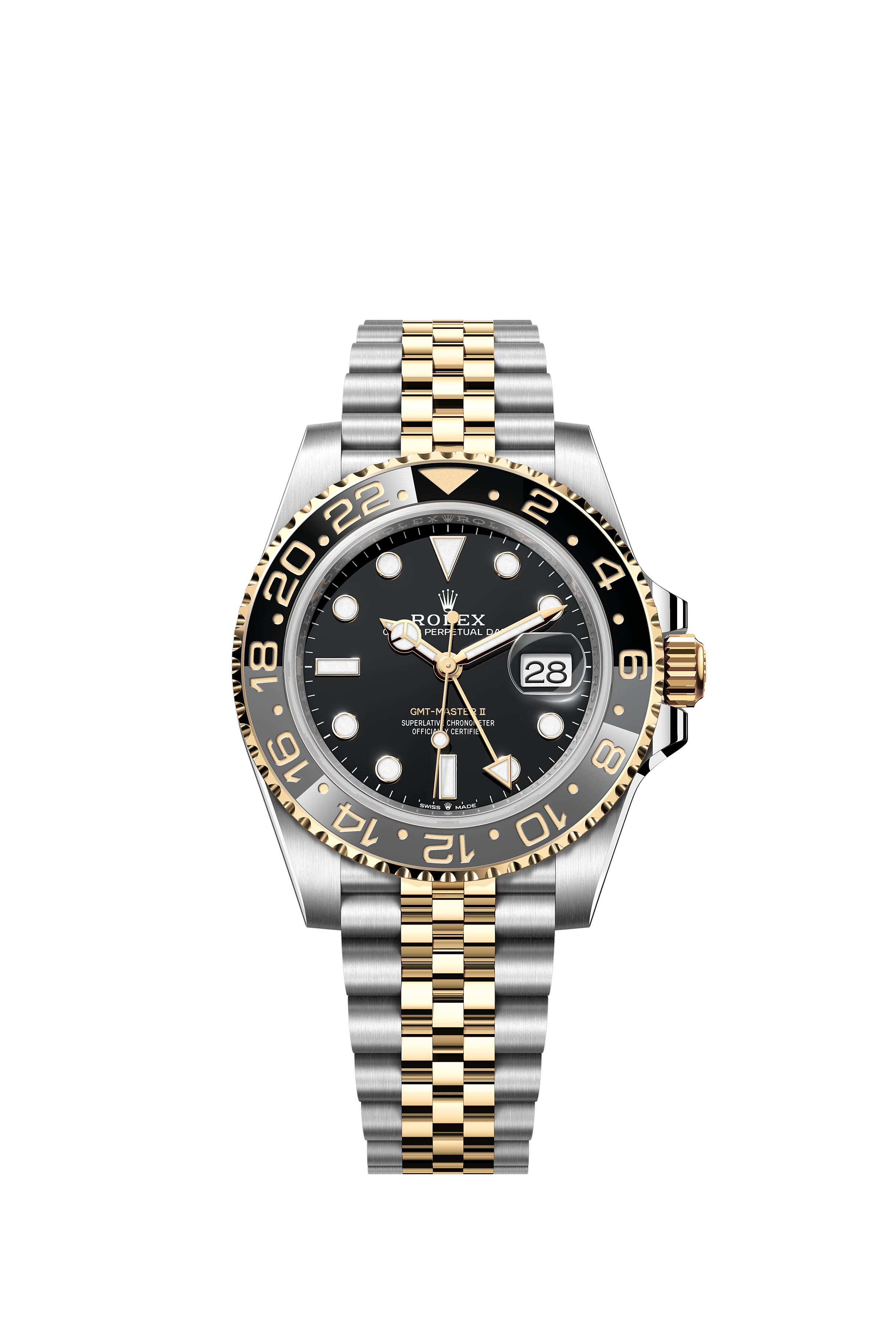 Rolex 126713GRNR GMT-Master II Yellow Rolesor Black Dial Jubilee Bracelet