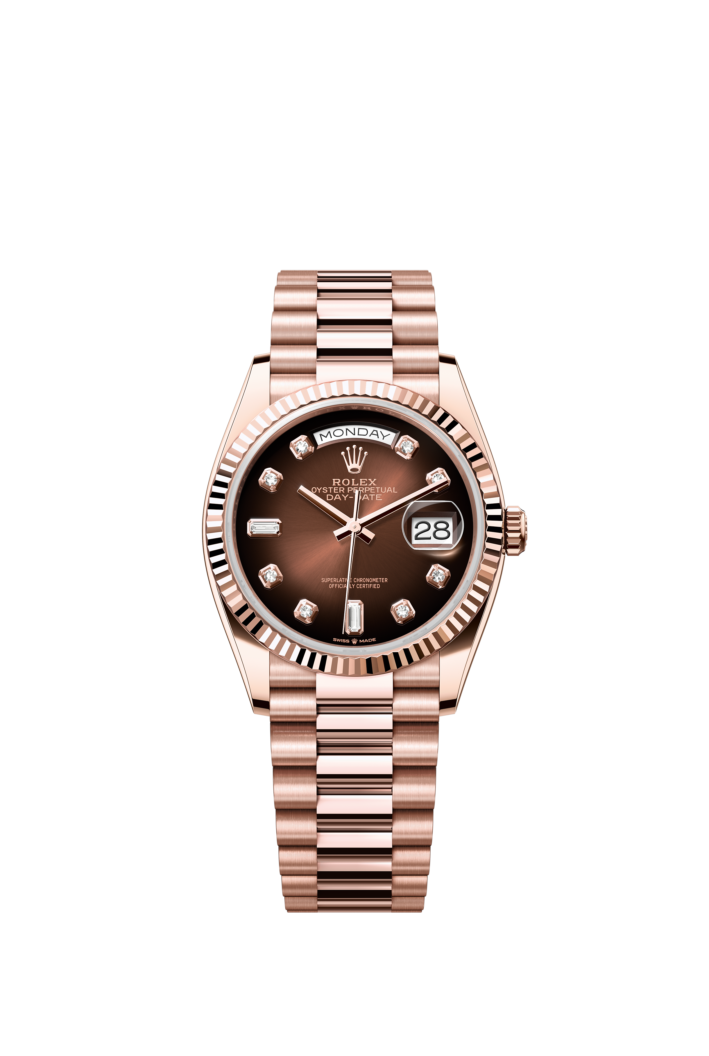 Rolex 128235 Day-Date 36 Everose Gold Brown Ombré Diamond Dial
