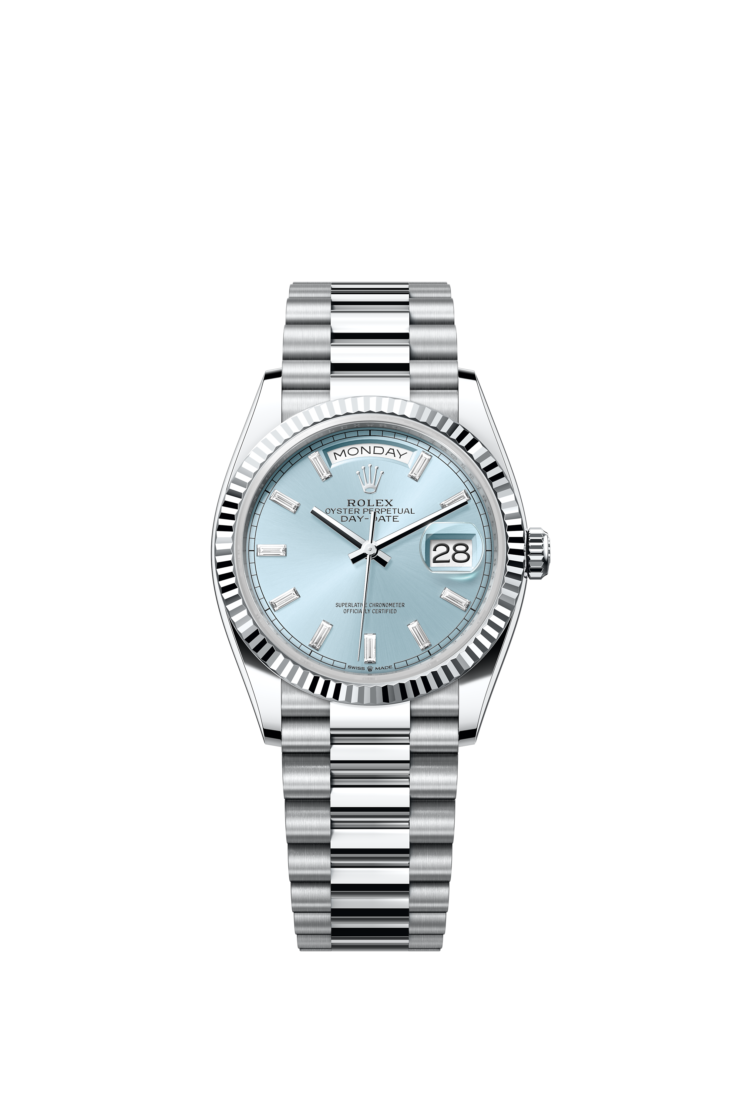 Rolex 128236 Day-Date 36 Platinum Ice Blue Diamond Dial