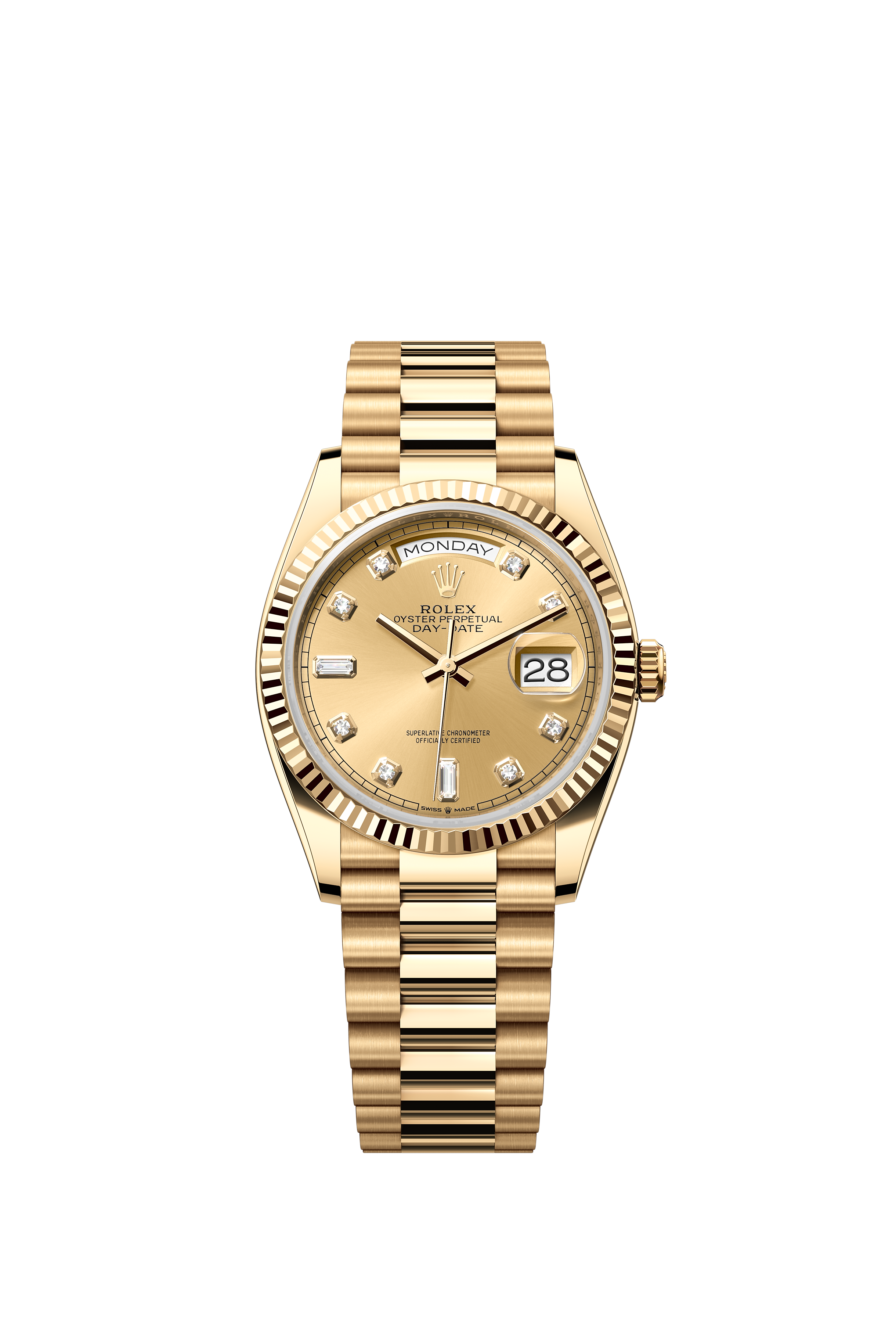 Rolex 128238 Day-Date 36 Yellow Gold Champagne Diamond Dial