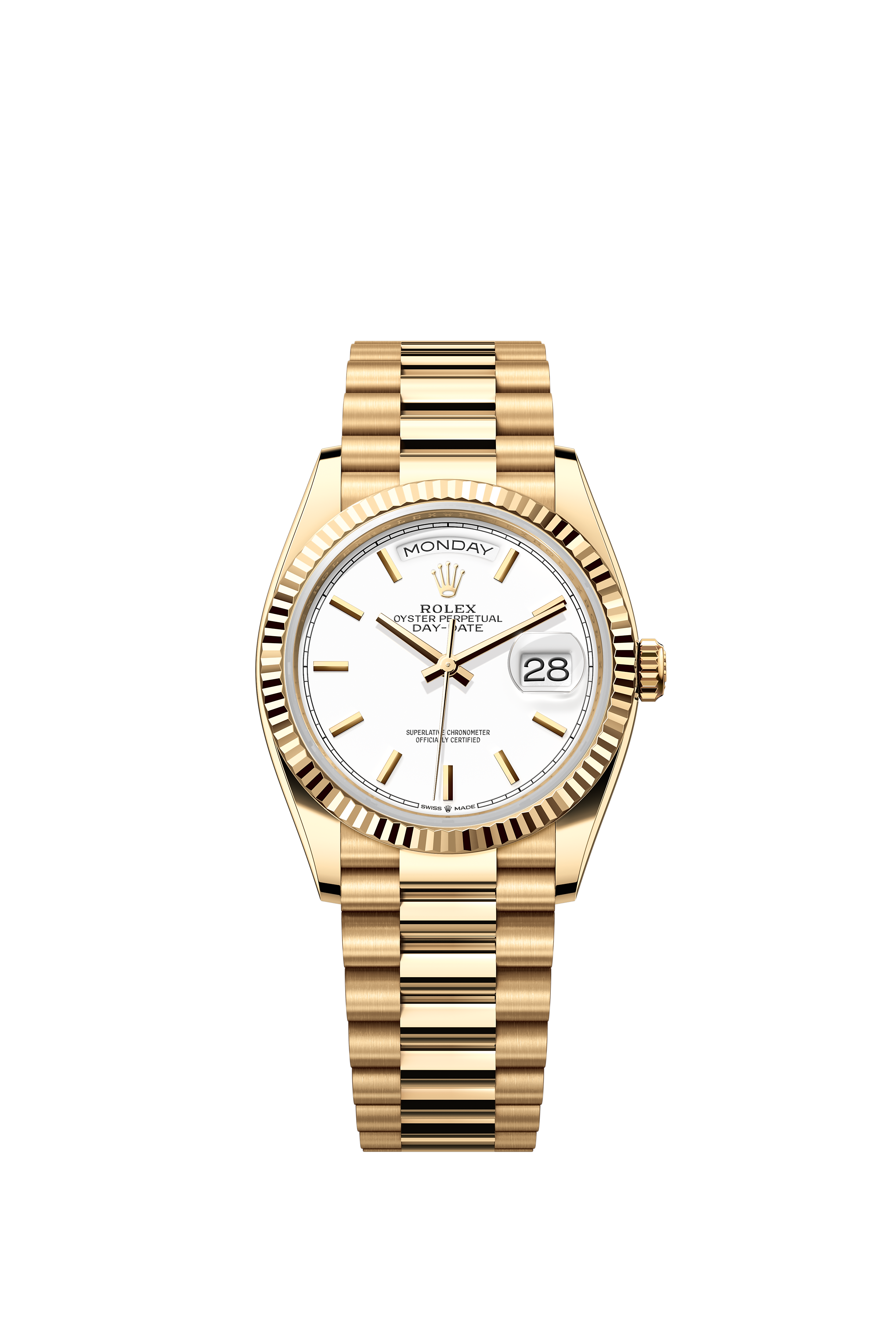 Rolex 128238 Day-Date 36 Yellow Gold White Dial