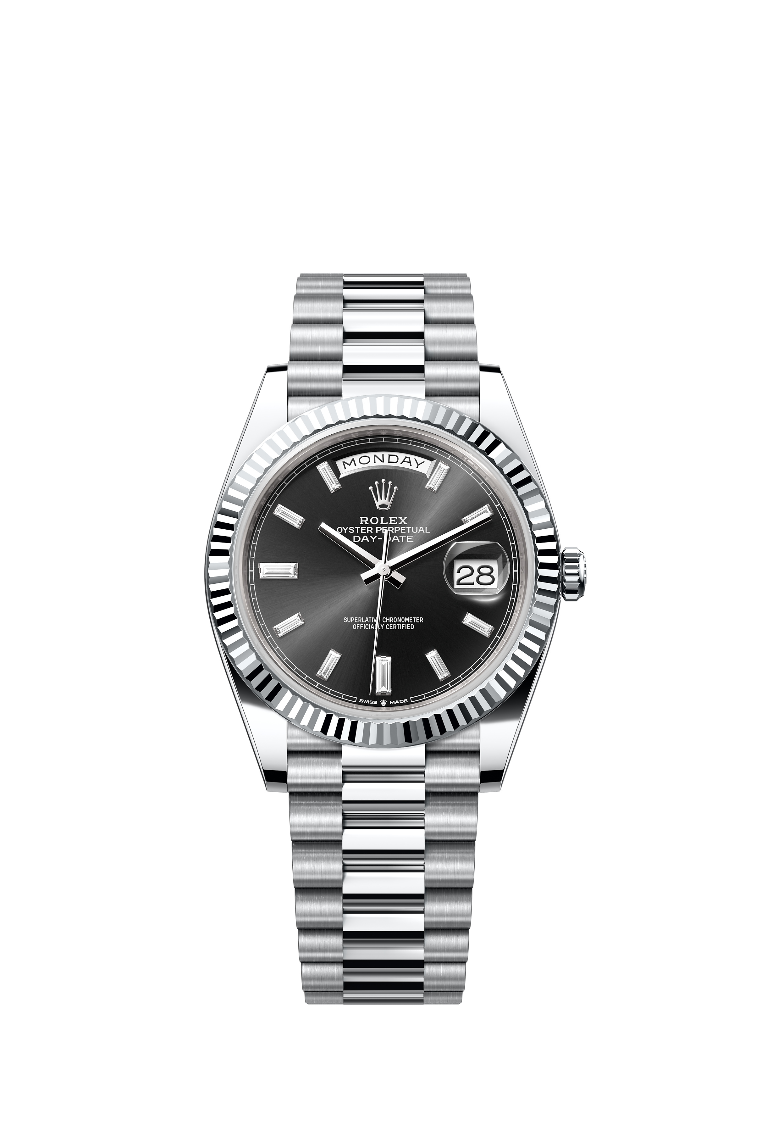 Rolex 228236 Day-Date 40 Platinum Bright Black Diamond Dial