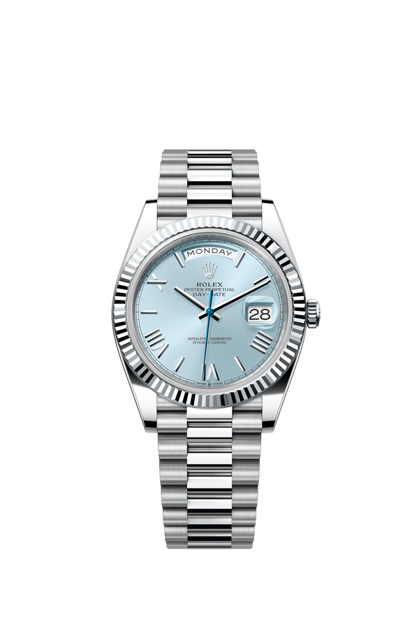 228236 Ice Blue Roman Numeral Day-Date