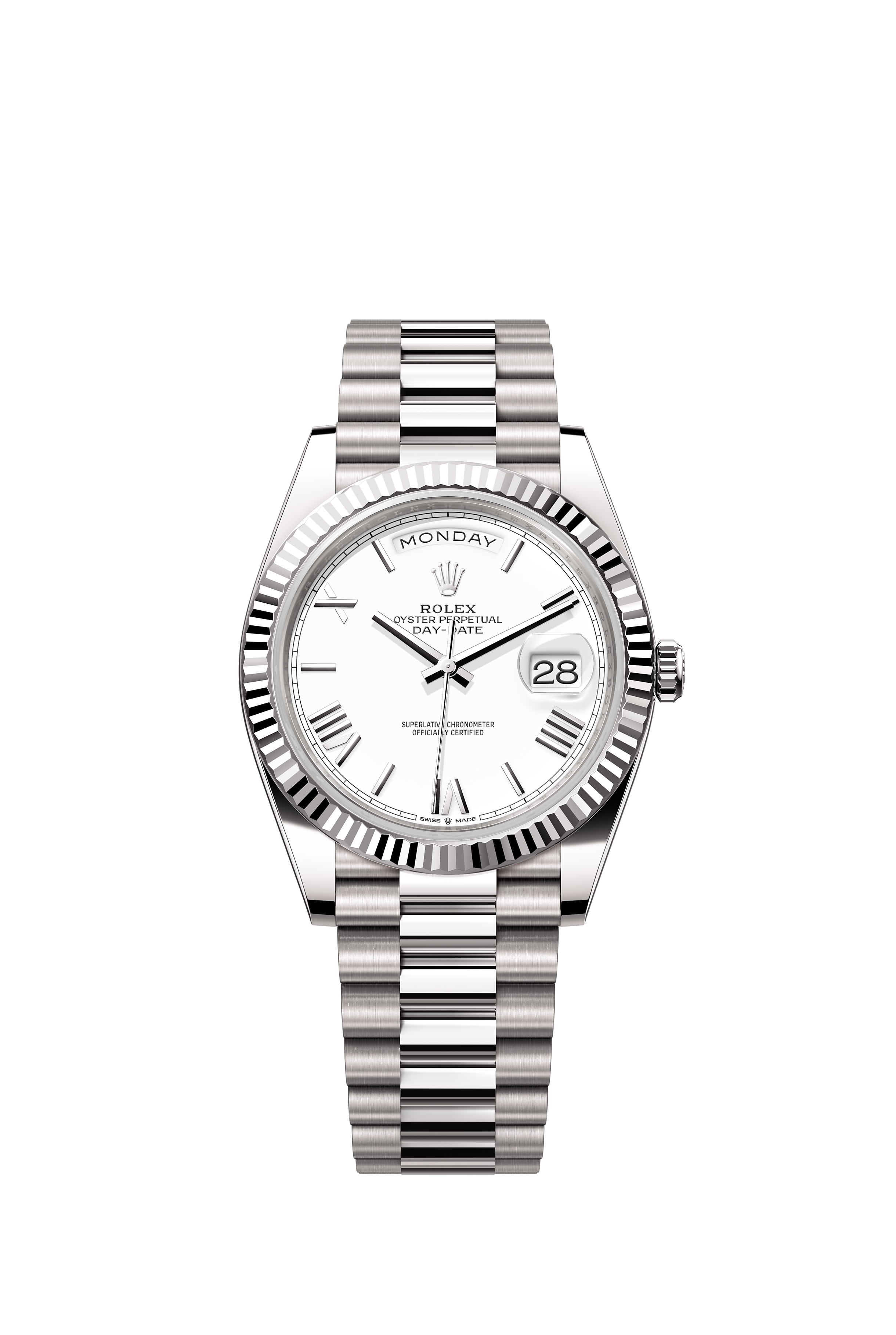 Rolex 228239 Day-Date 40 White Gold White Roman Dial