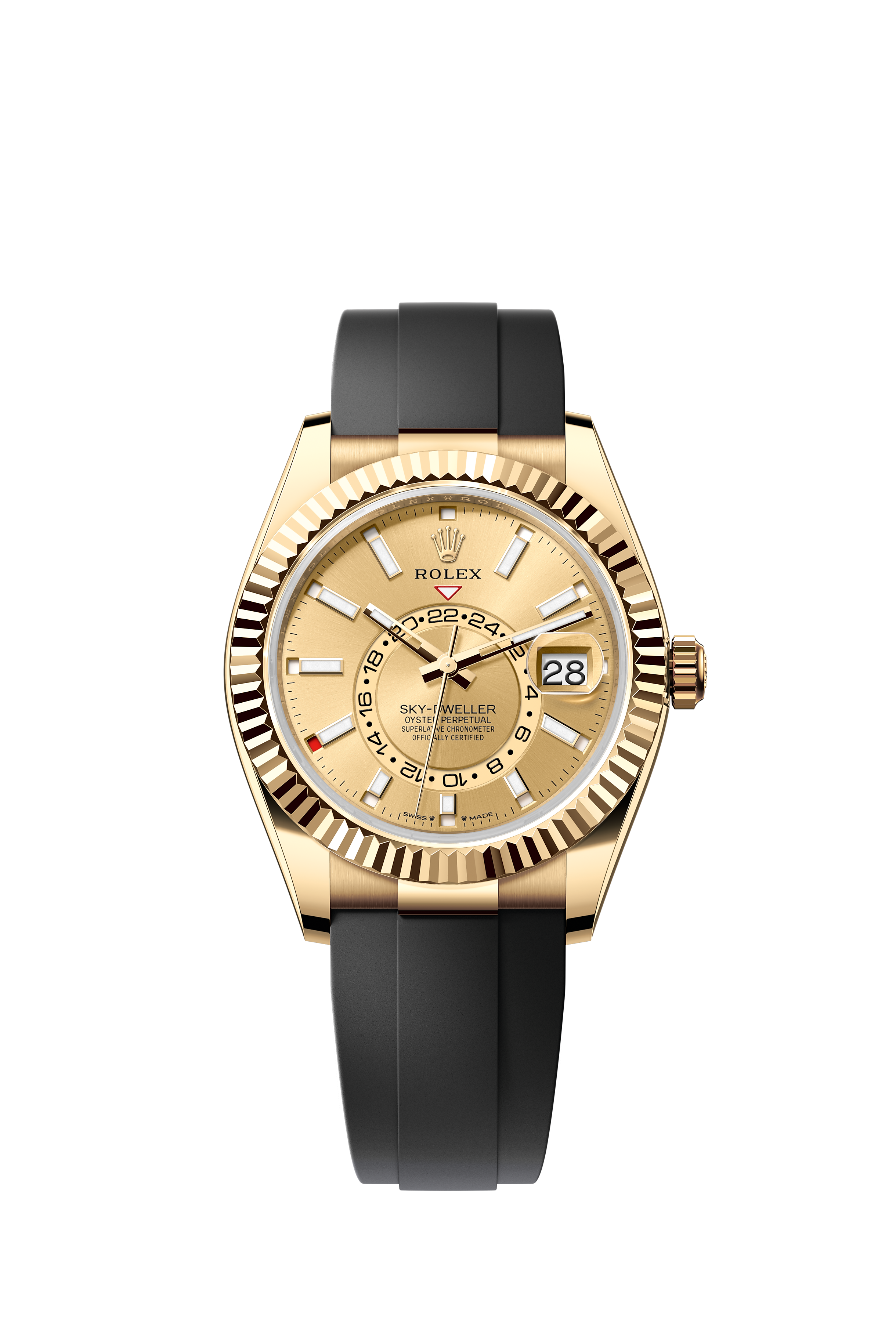 Rolex 336238 Sky-Dweller Yellow Gold Champagne Dial Oysterflex