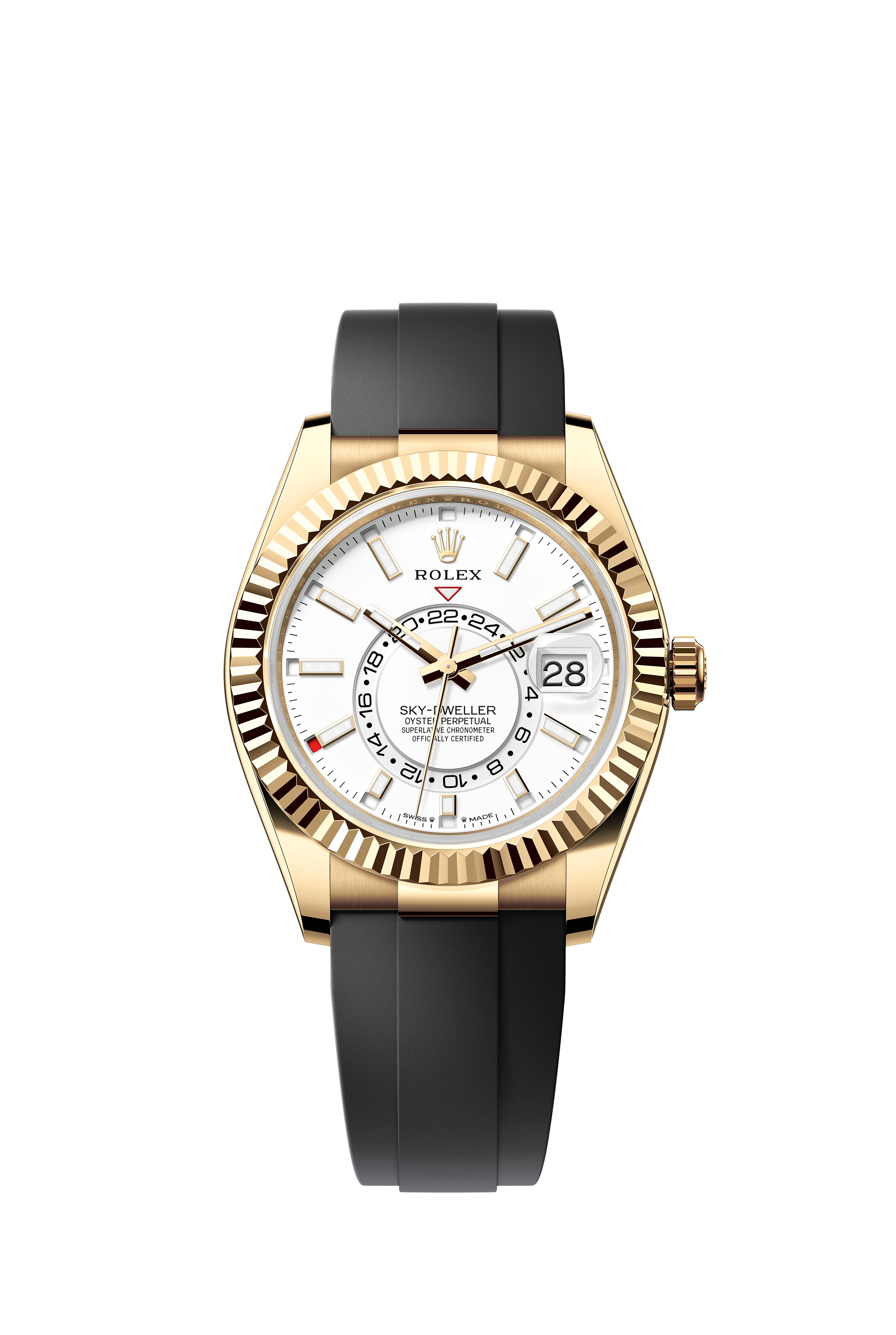 Rolex 336238 Sky-Dweller Yellow Gold Intense White Dial Oysterflex