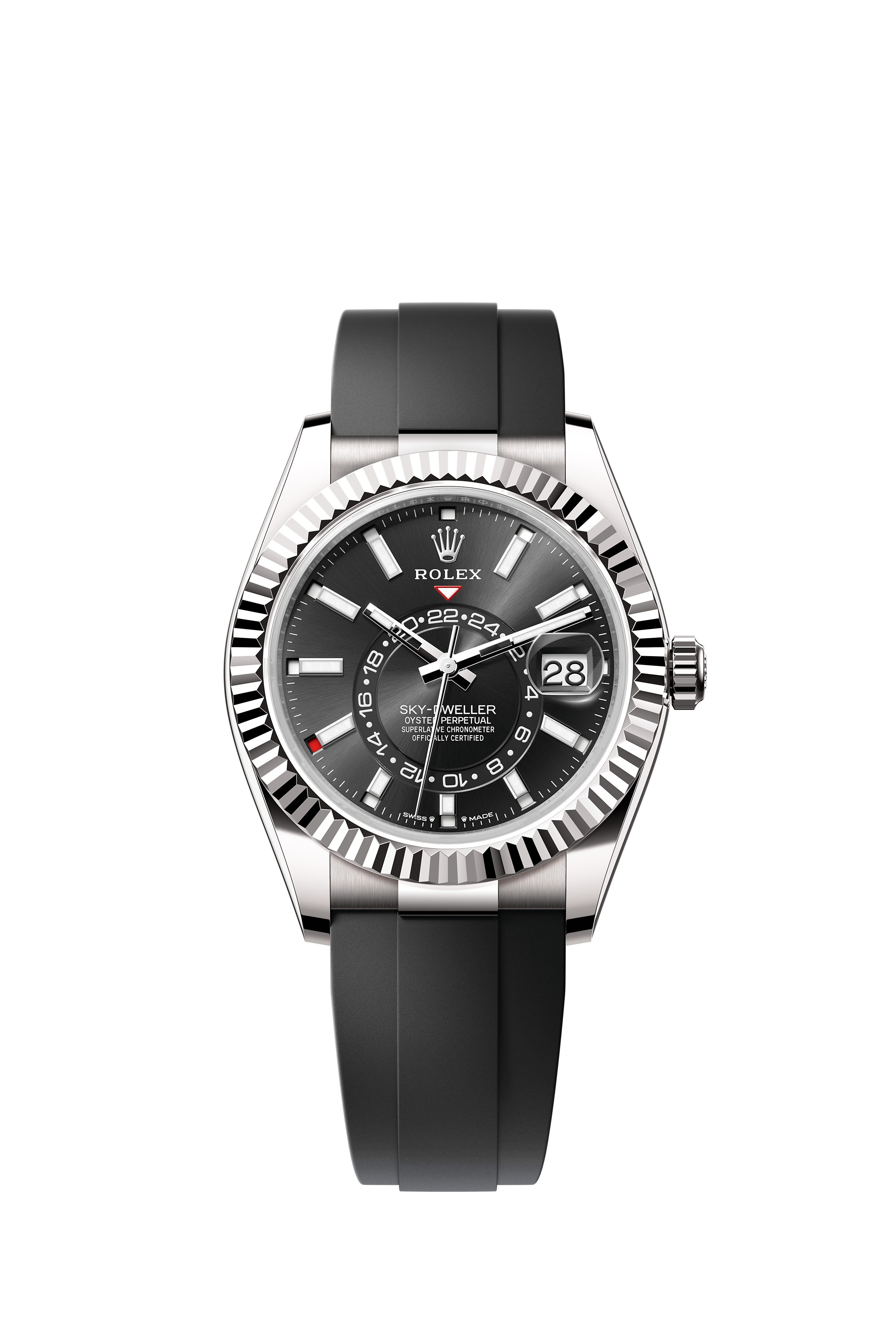 Rolex 336239 Sky-Dweller White Gold Bright Black Dial Oysterflex
