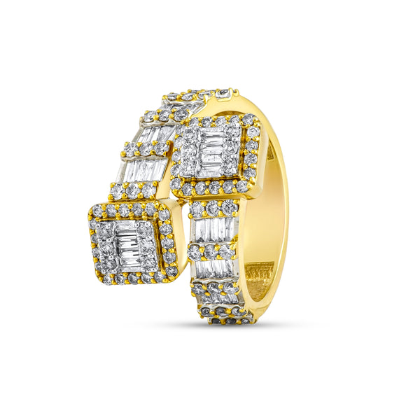 1.60CTTW DIAMOND DOUBLE-DECKER 10K YELLOW GOLD BYPASS RING