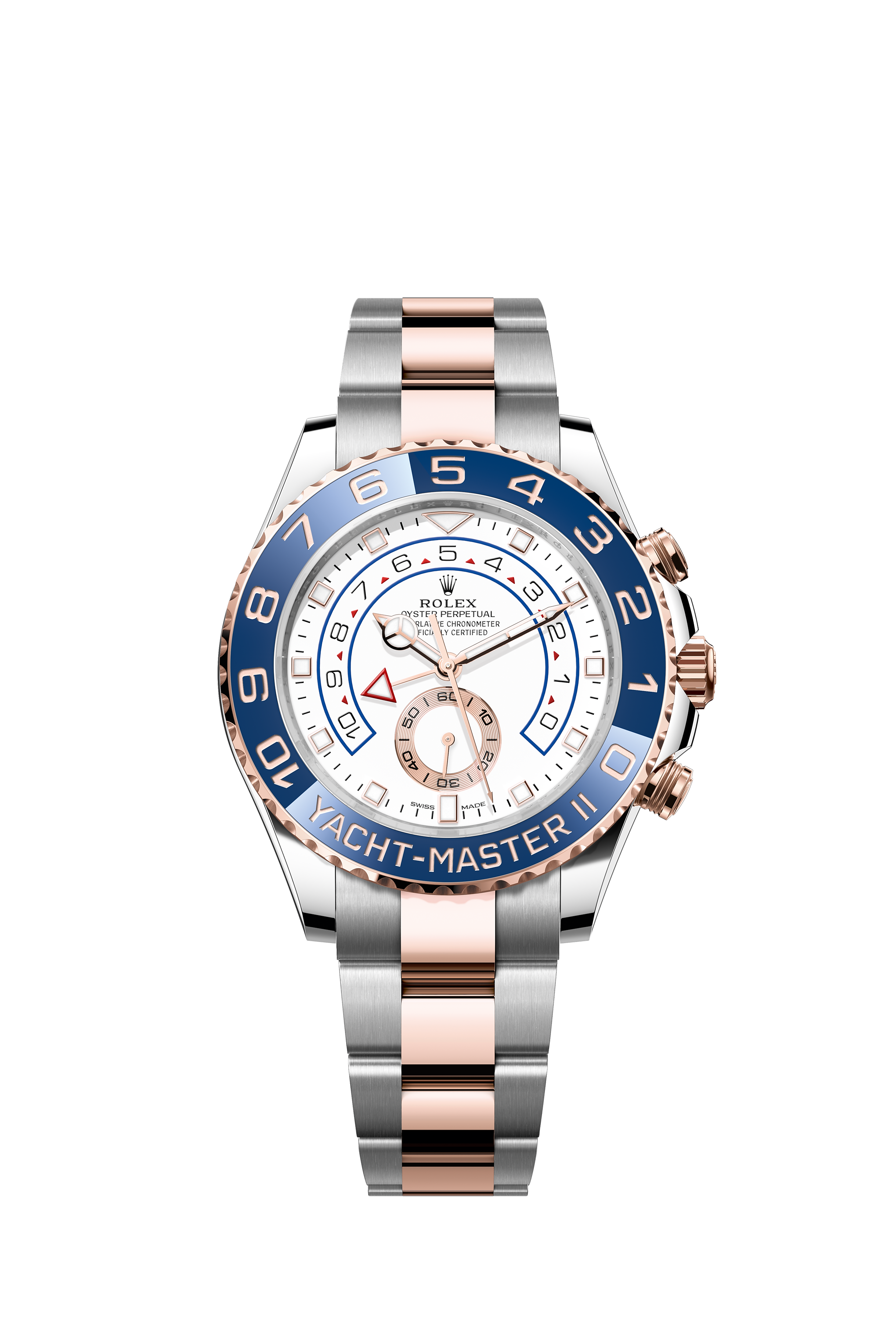 Rolex 116681 Yacht-Master II Everose Rolesor White Dial Blue Cerachrom Bezel