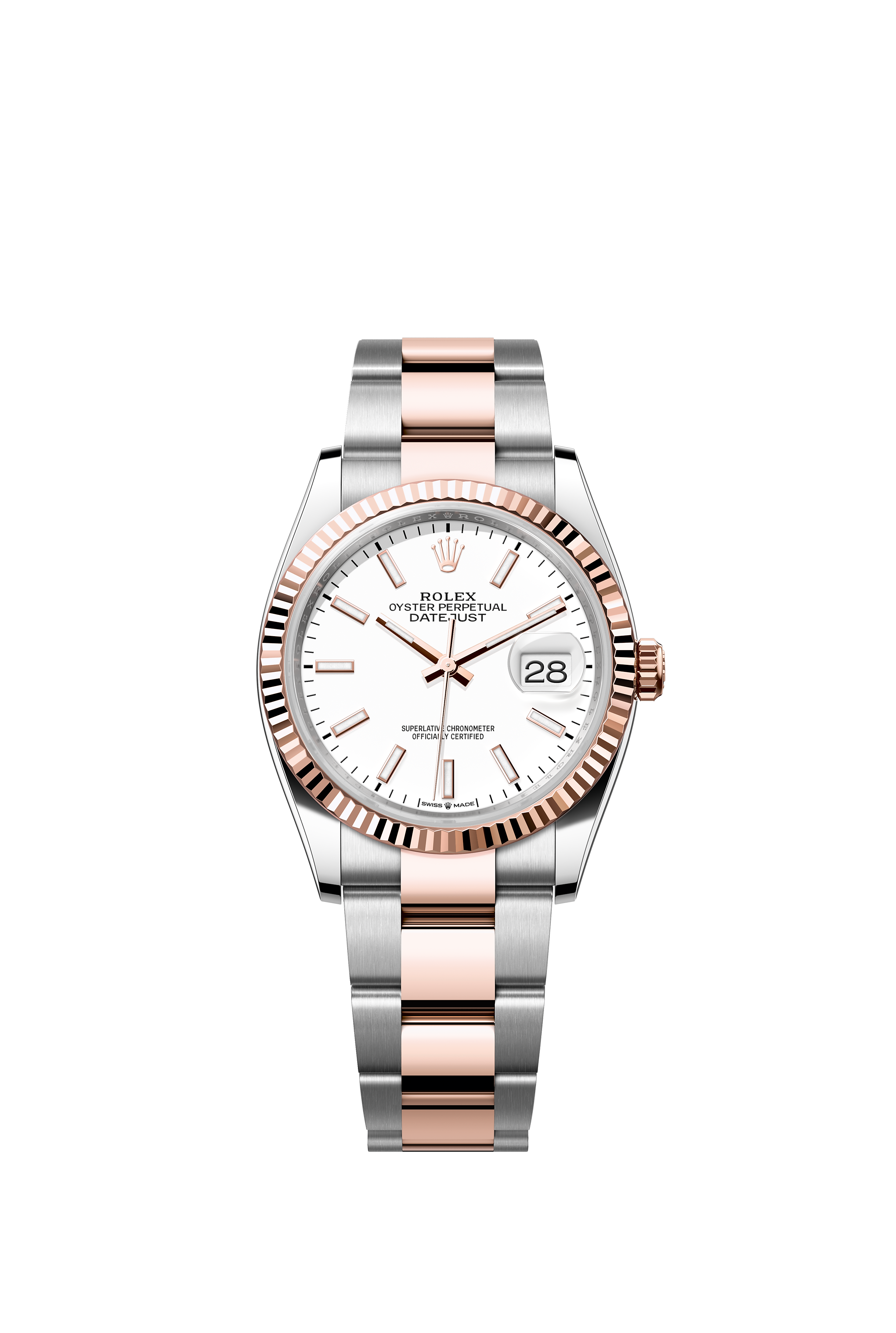 Rolex 126231 Datejust 36 Everose Rolesor White Dial Oyster Bracelet