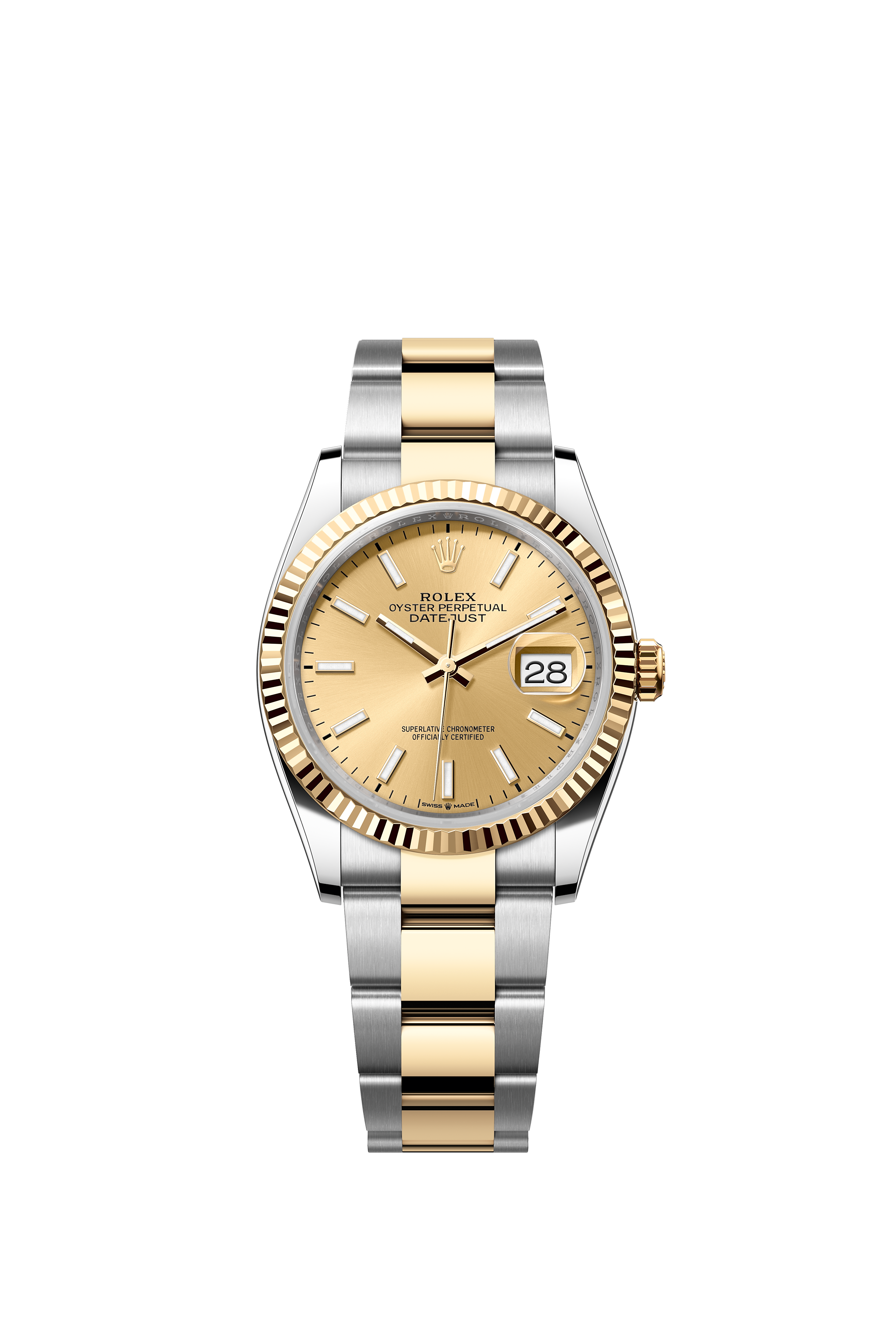 Rolex 126233 Datejust 36 Yellow Rolesor White Dial Oyster Bracelet