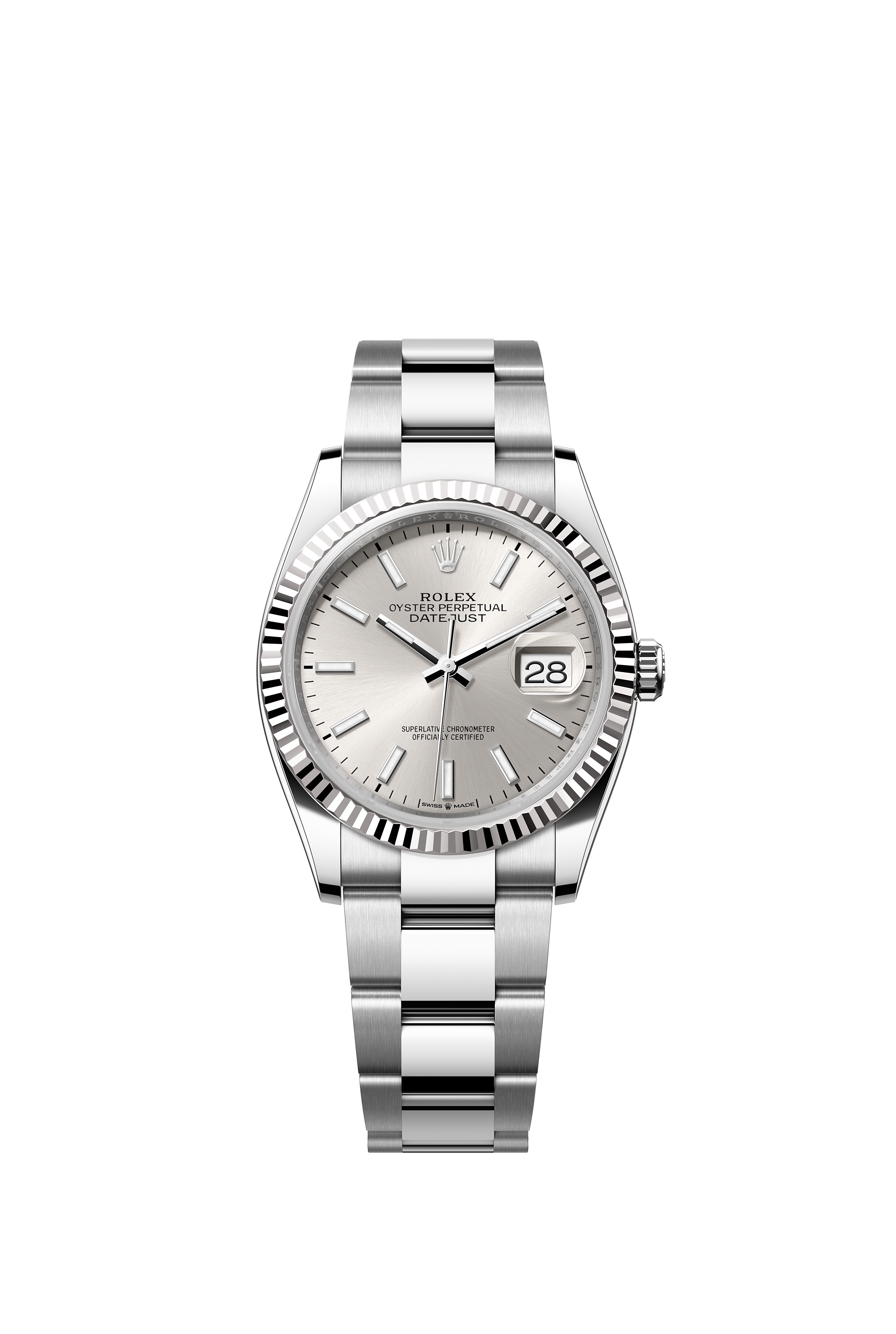 Rolex 126234 Datejust 36 White Rolesor Silver Dial Oyster Bracelet