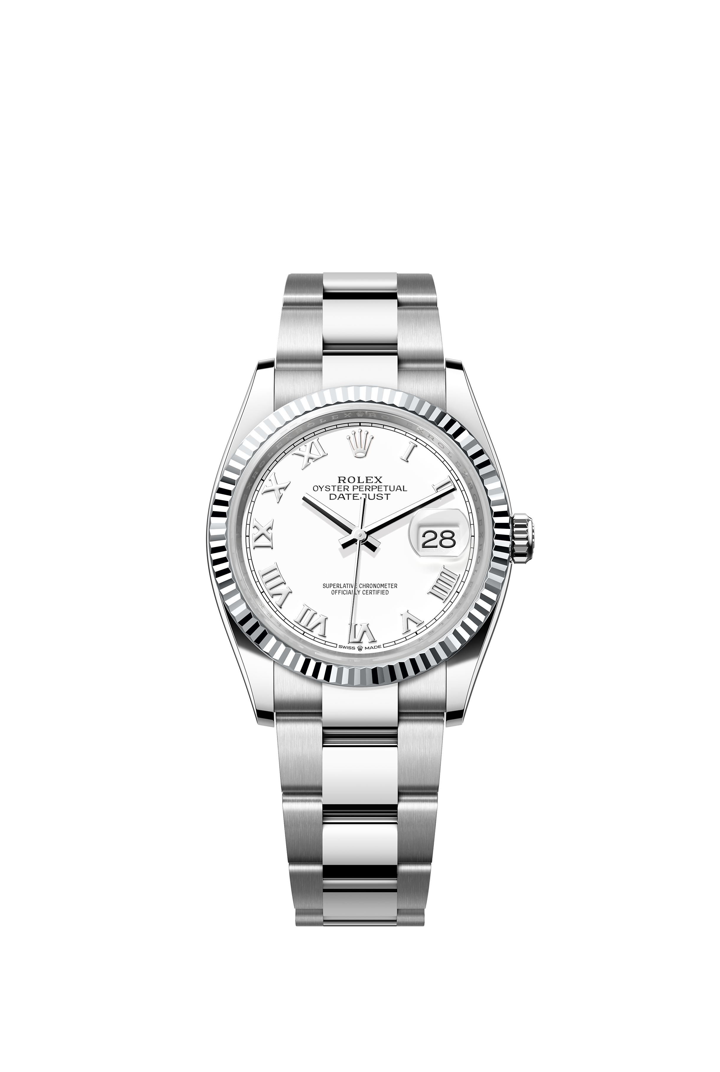 Rolex 126234 Datejust 36 White Rolesor White Roman Dial Oyster Bracelet