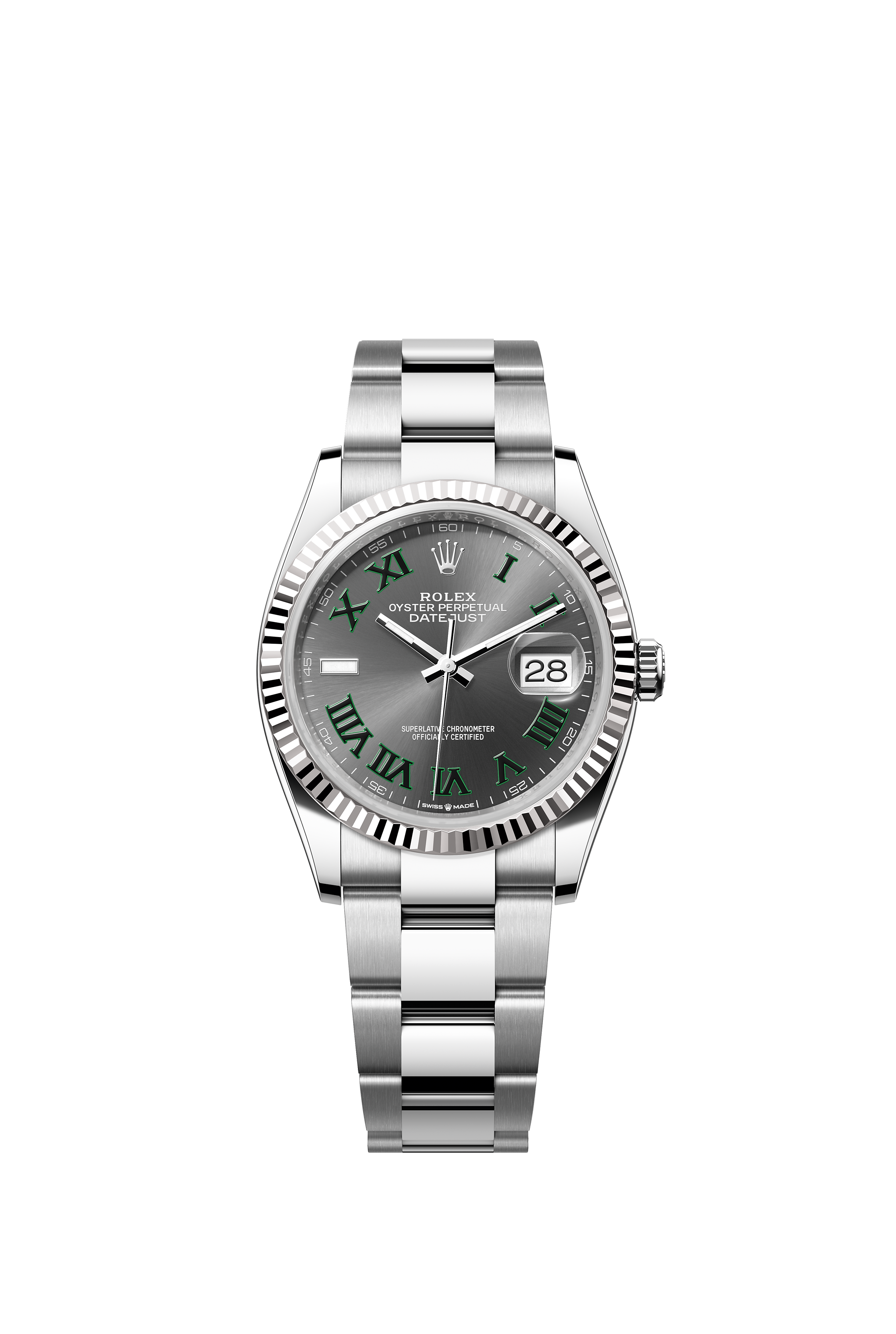 Rolex 126234 Datejust 36 White Rolesor Bright Blue Dial Oyster Bracelet