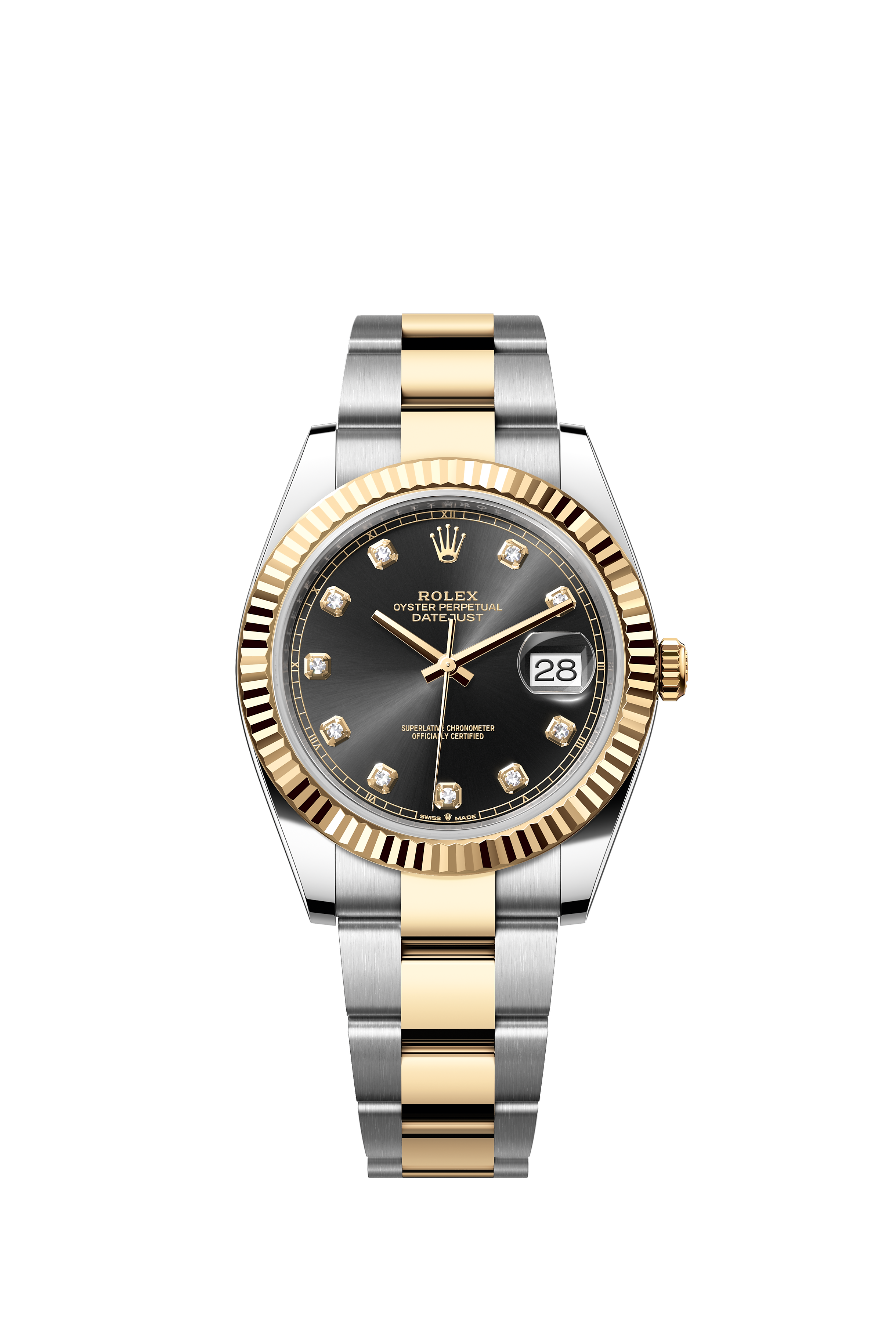 Rolex 126333 Datejust 41 Yellow Rolesor Bright Black Diamond Dial Oyster Bracelet