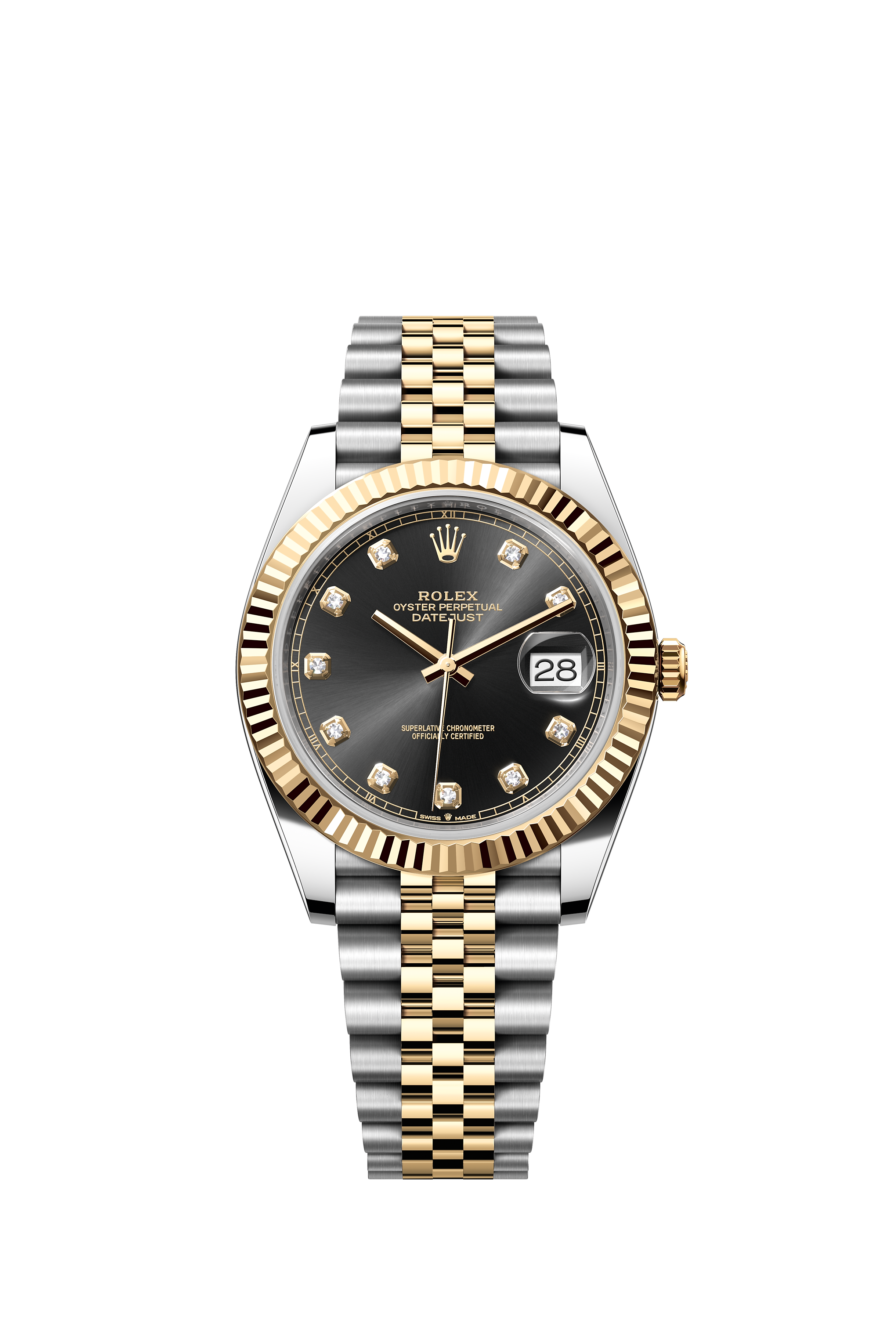 Rolex 126333 Datejust 41 Yellow Rolesor Bright Black Diamond Dial