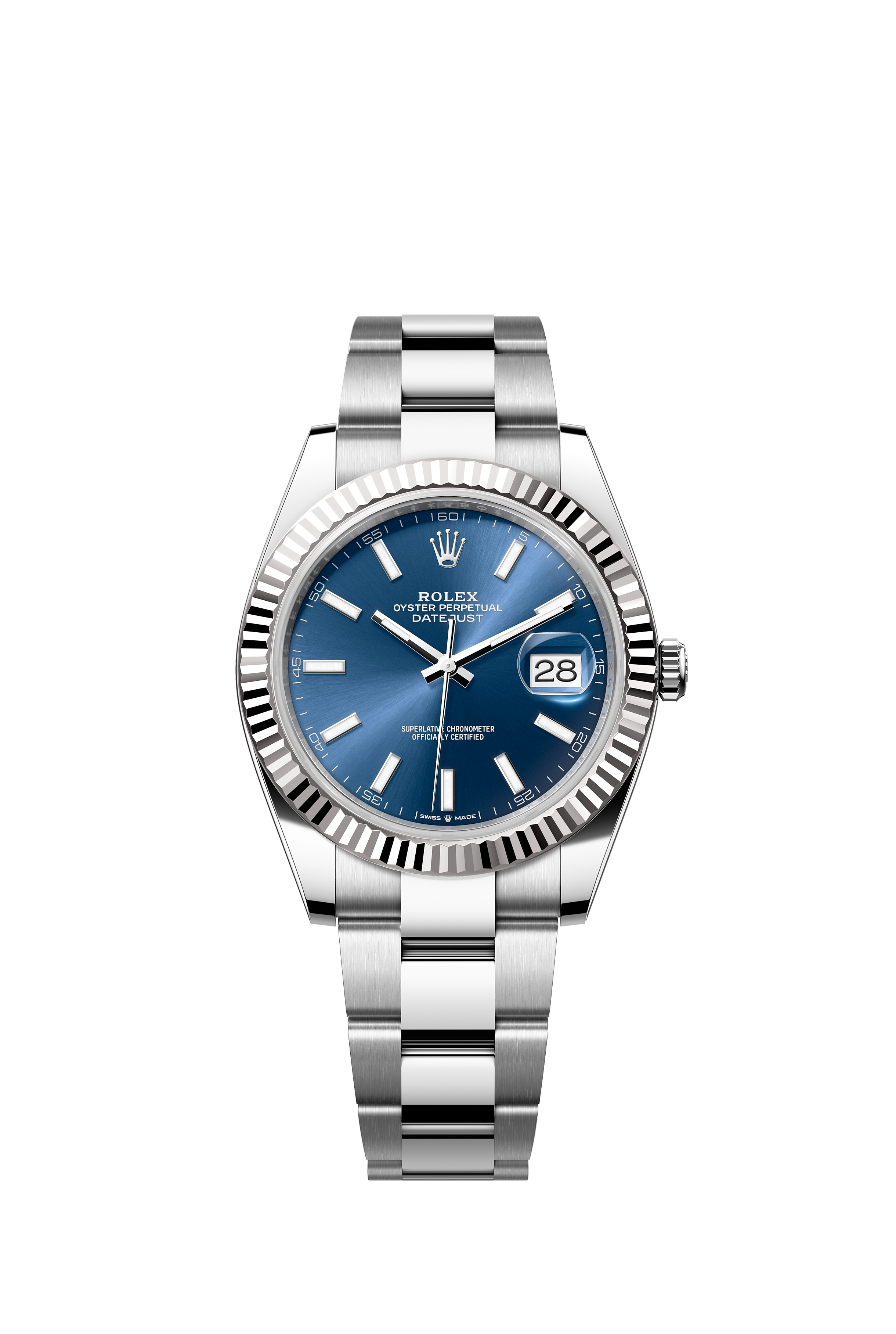 Rolex 126334 Datejust 41 White Rolesor Bright Blue Dial Oyster Bracelet