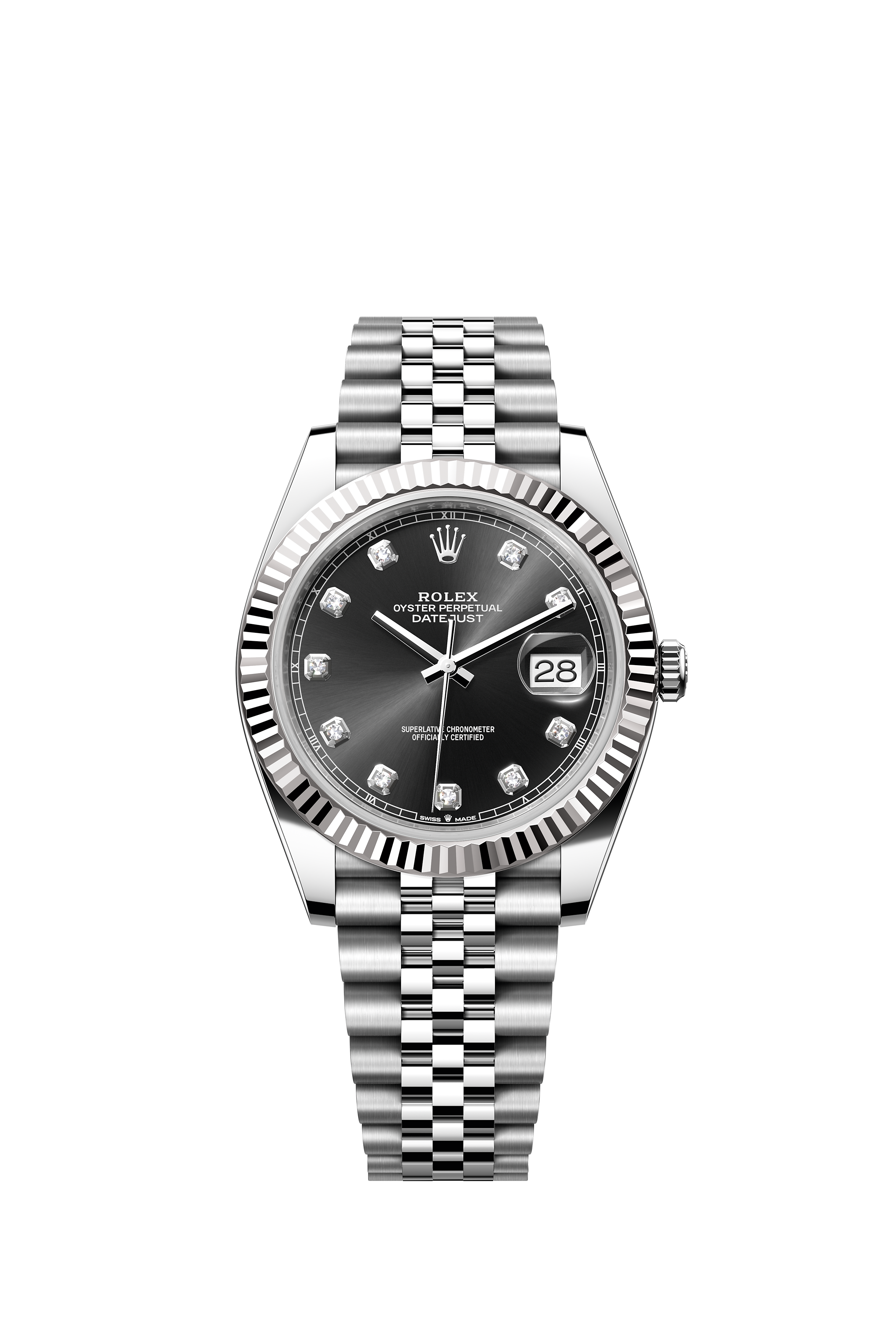 Rolex 126334 Datejust 41 White Rolesor Bright Black Diamond Dial