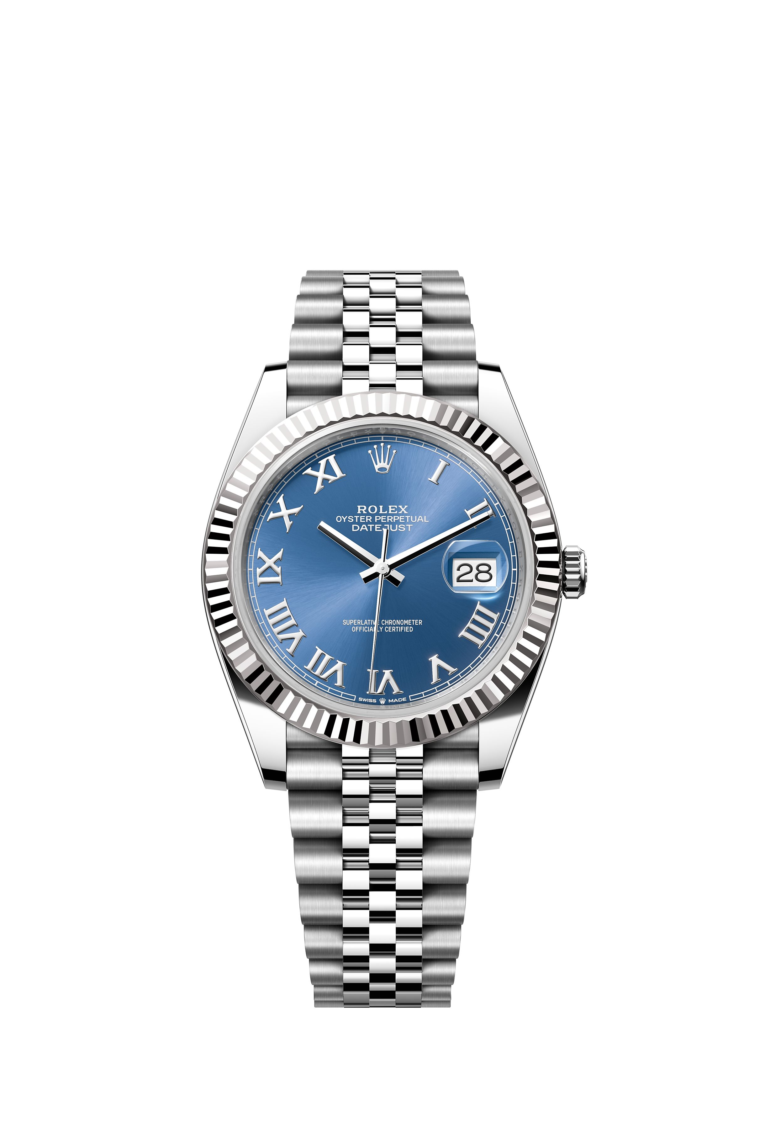 Rolex 126334 Datejust 41 White Rolesor Bright Blue Roman Dial