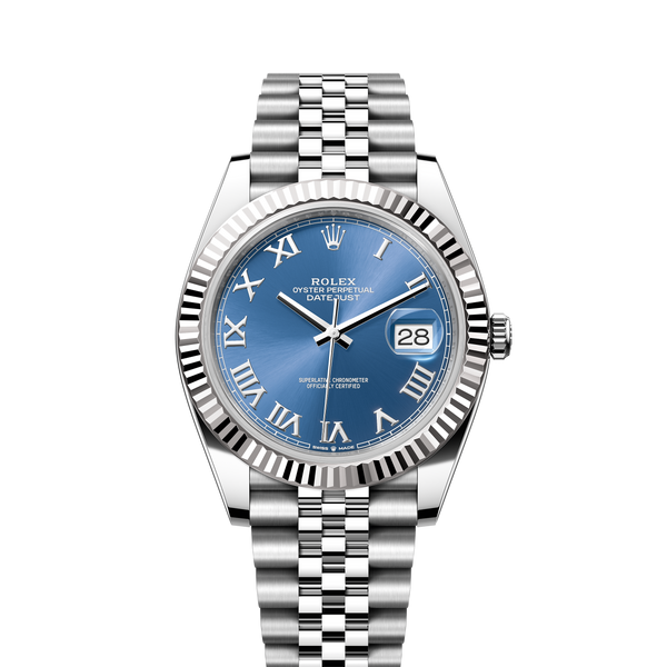 Rolex 126334 Datejust 41 White Rolesor Bright Blue Roman Dial