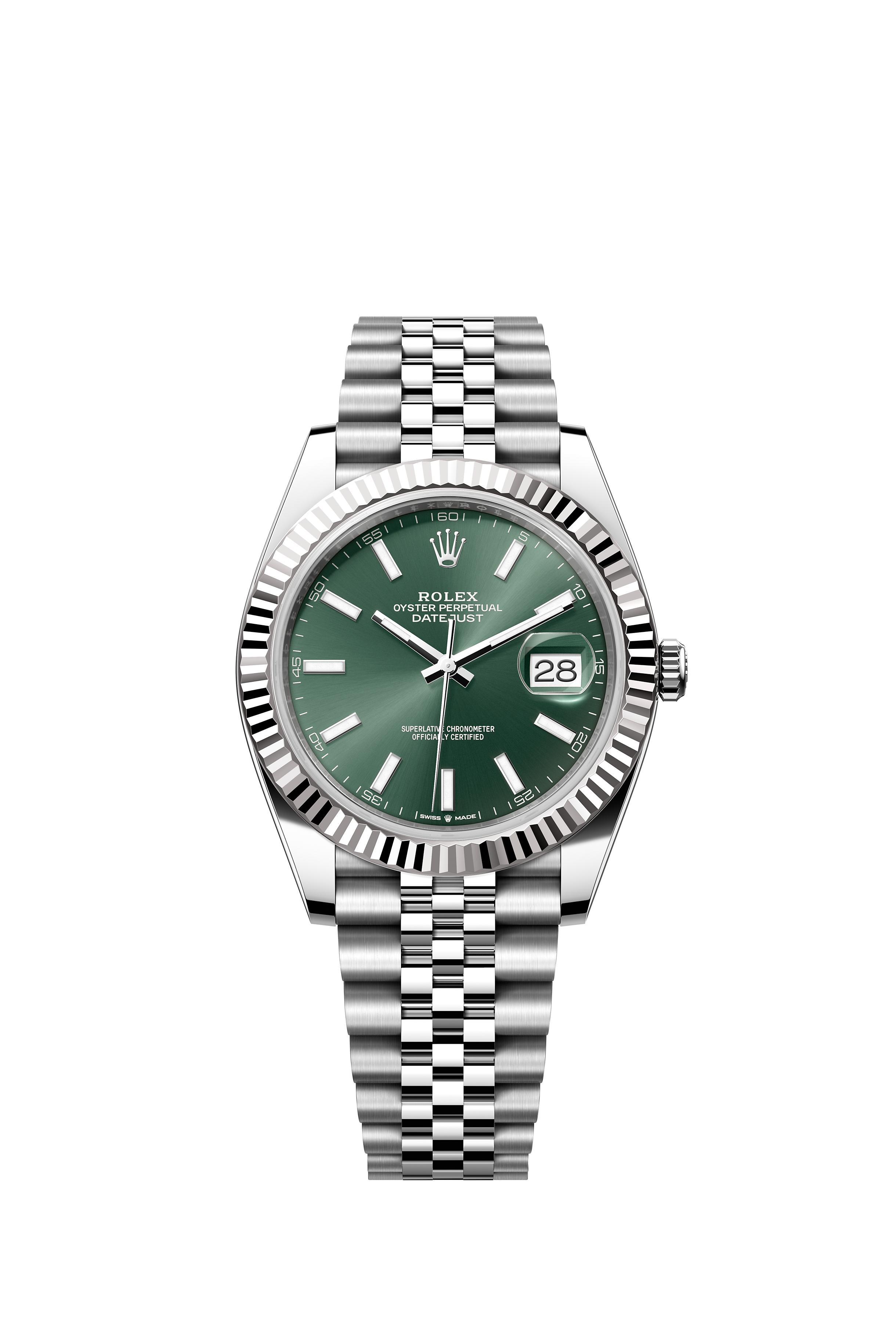 Rolex 126334 Datejust 41 White Rolesor Mint Green Dial