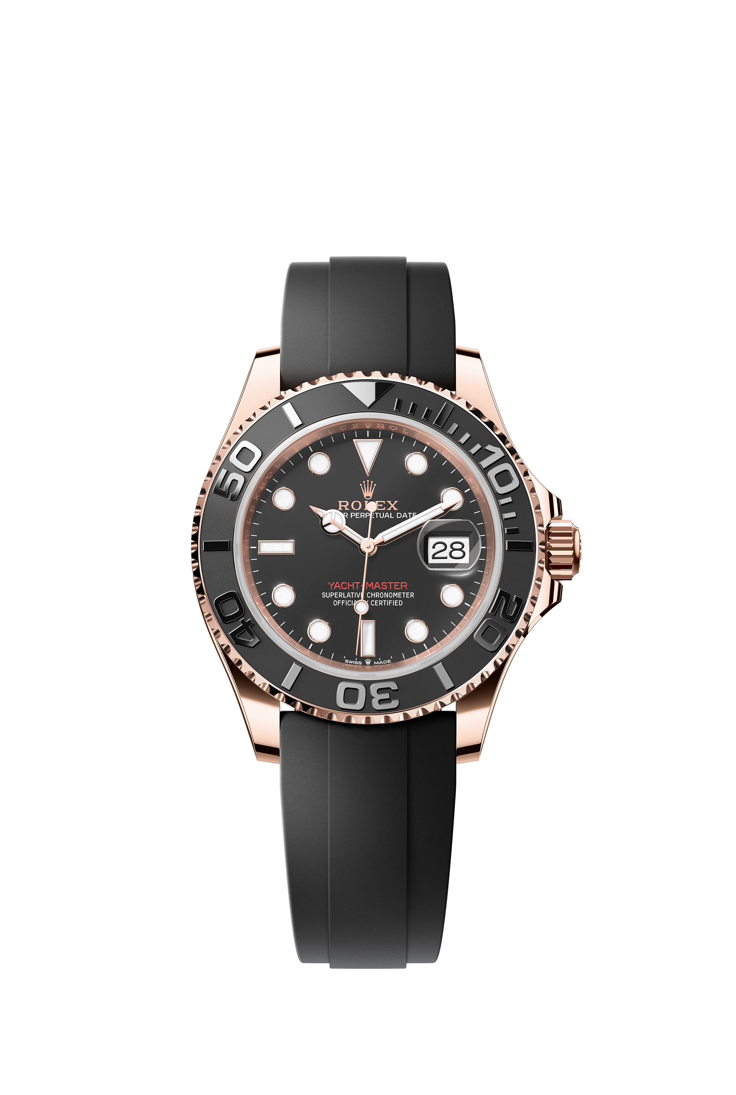 Rolex 126655 Yacht-Master 40 Everose Gold Black Dial Oysterflex