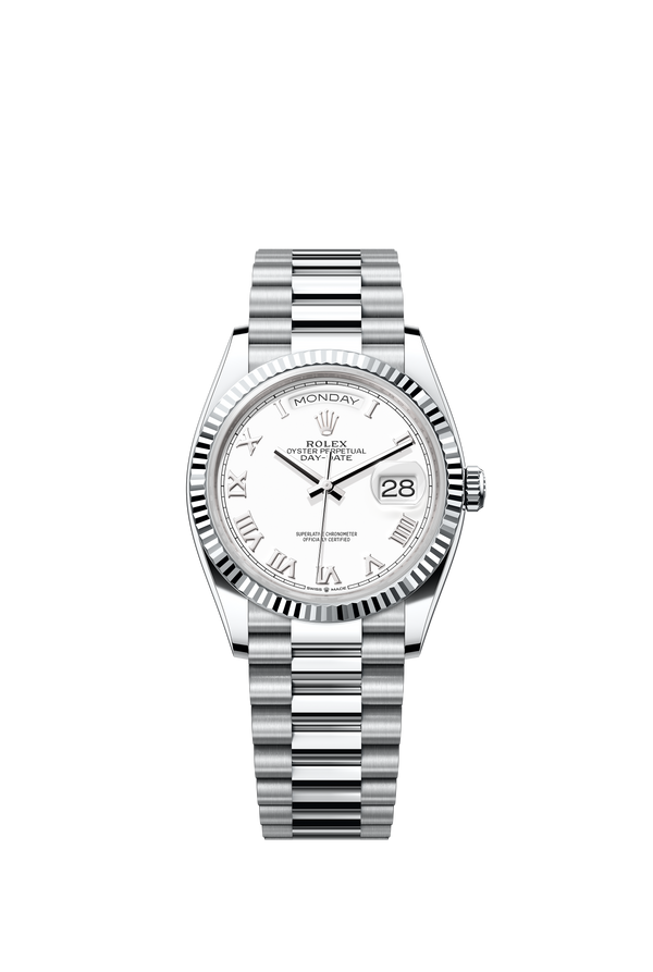 128236 White Roman Numeral Day-Date