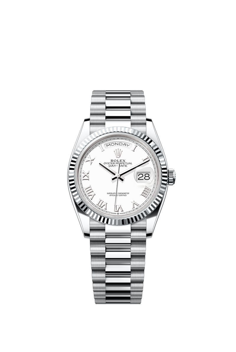 128236 White Roman Numeral Day-Date