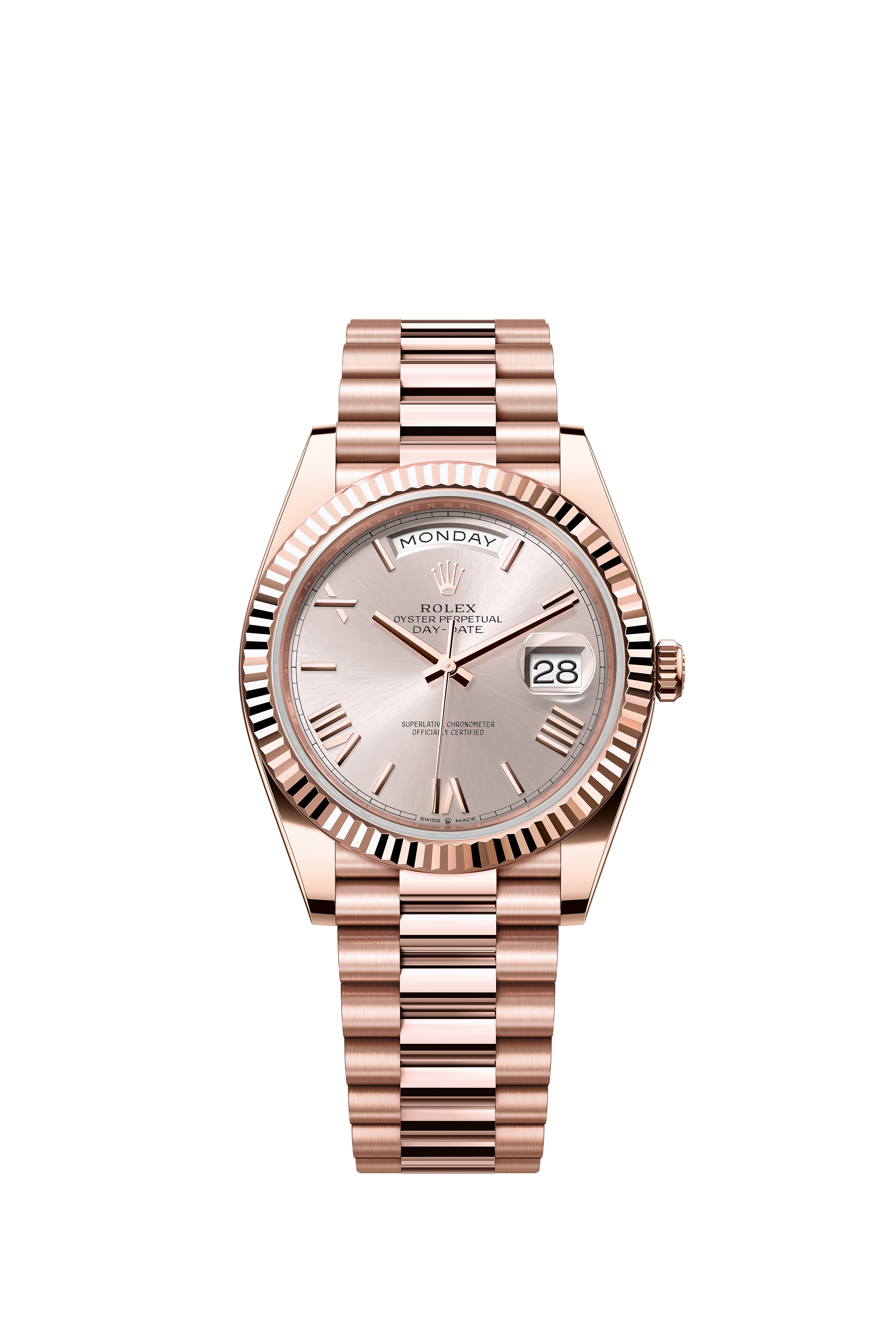 Rolex 228235 Day-Date 40 Everose Gold Sundust Roman Dial