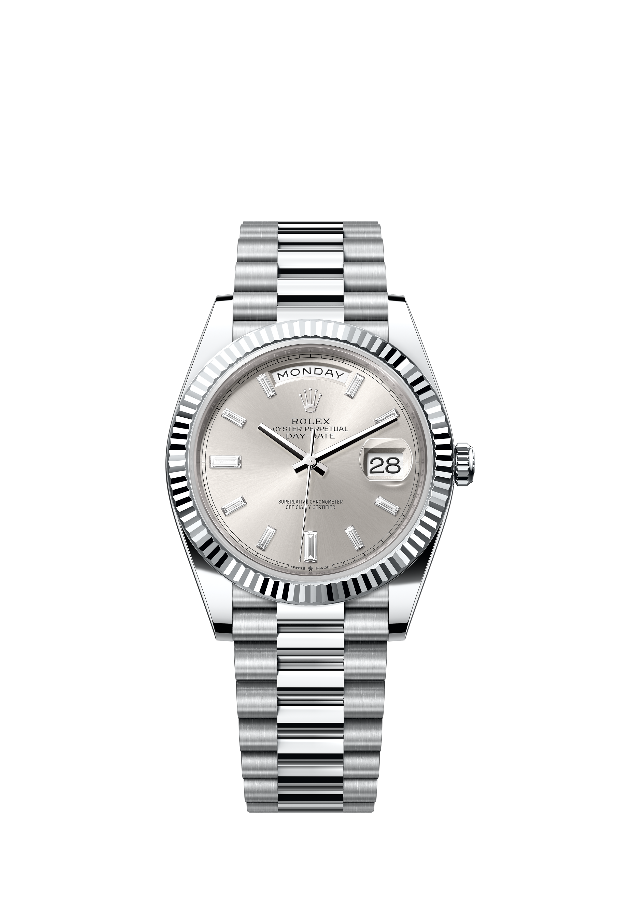 Rolex 228236 Day-Date 40 Platinum Silver Diamond Dial