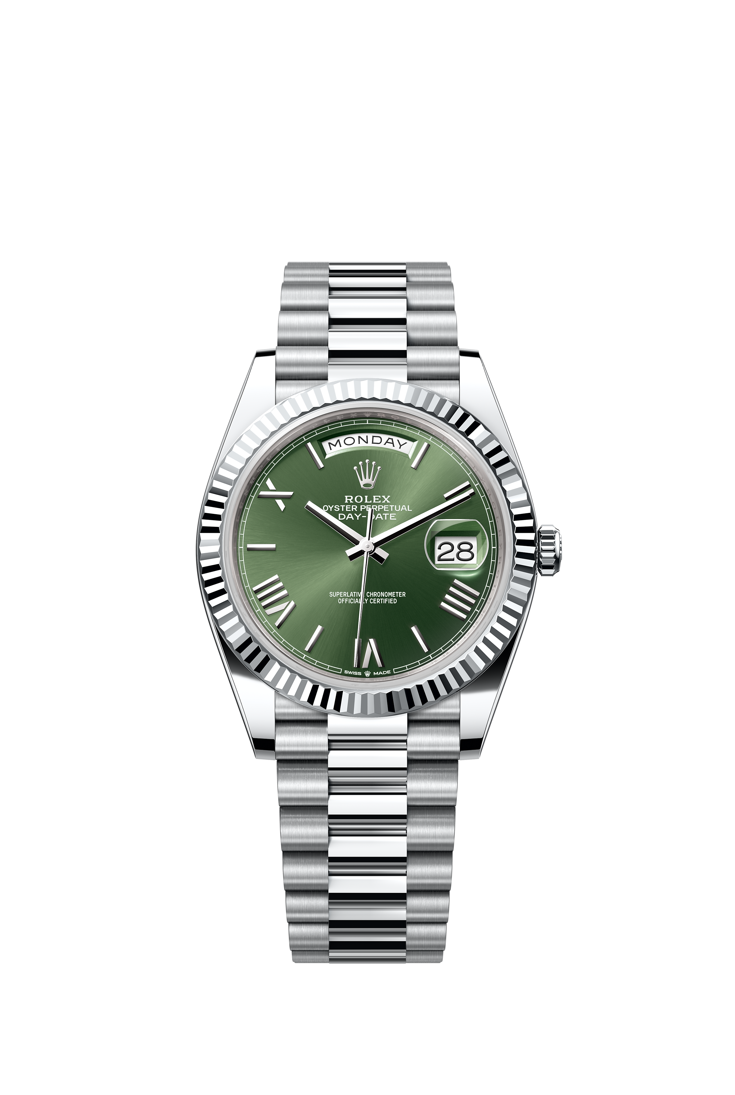 Rolex 228236 Day-Date 40 Platinum Olive Green Dial