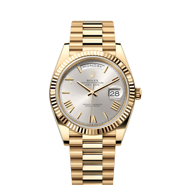 Rolex 228238 Day-Date 40 Yellow Gold Silver Dial – Speak Easy Co