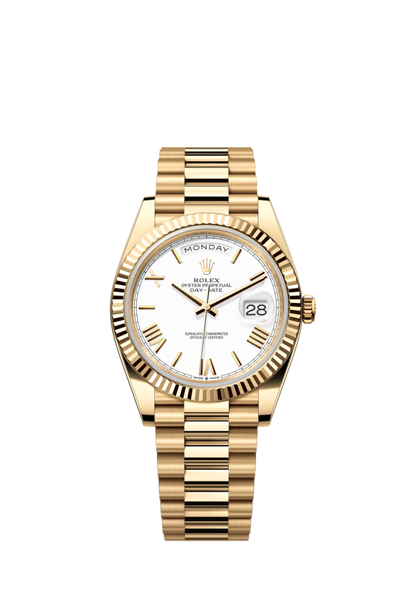 228238 White Roman Numeral Day-Date