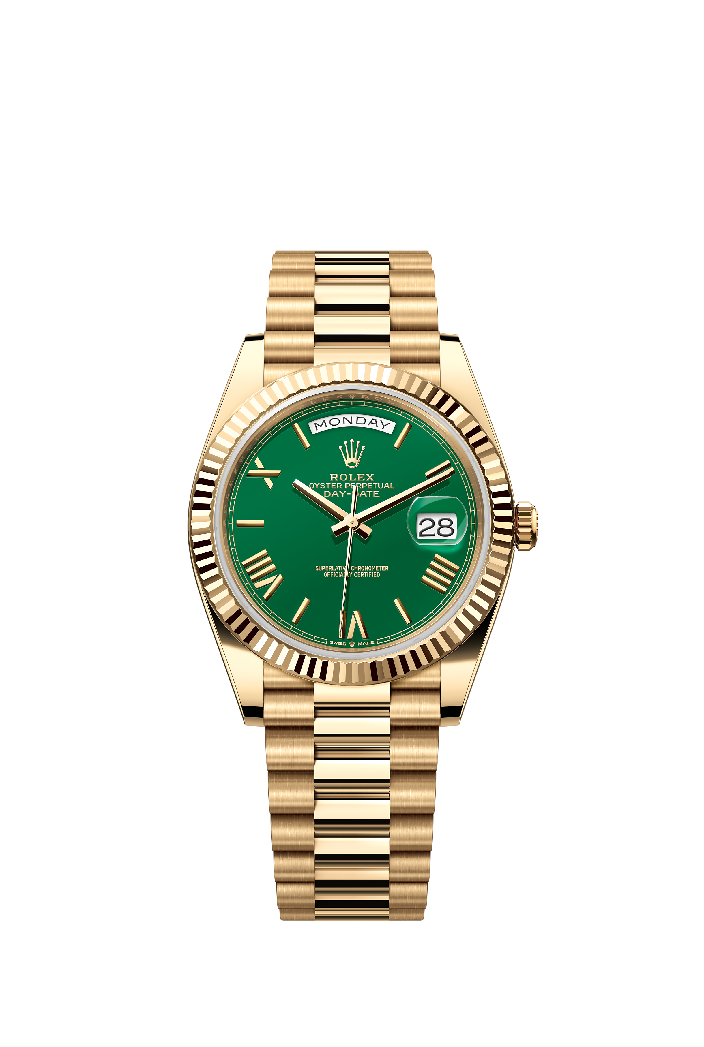 Rolex 228238 Day-Date 40 Yellow Gold Green Roman Dial