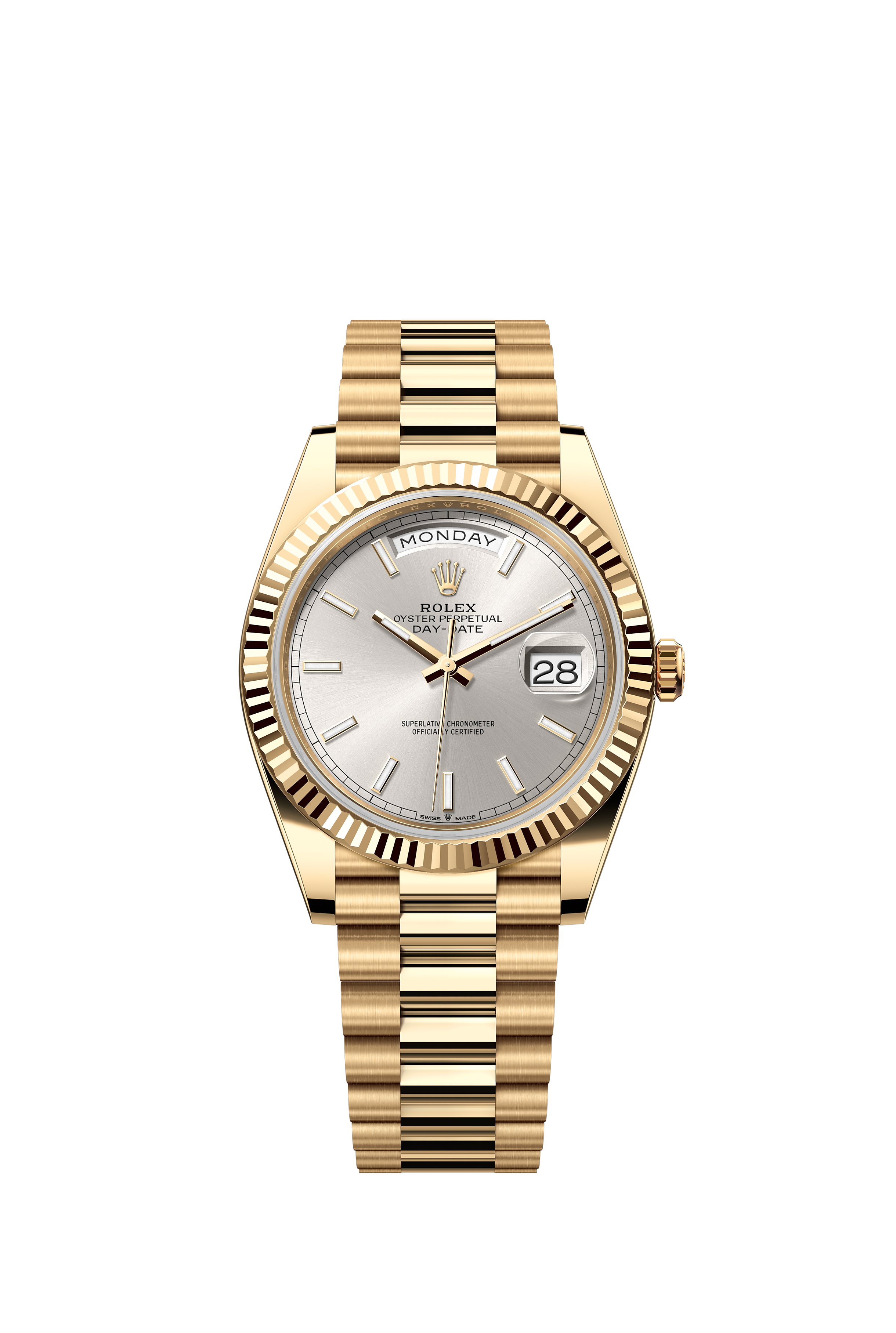 Rolex 228238 Day-Date 40 Yellow Gold Silver Dial