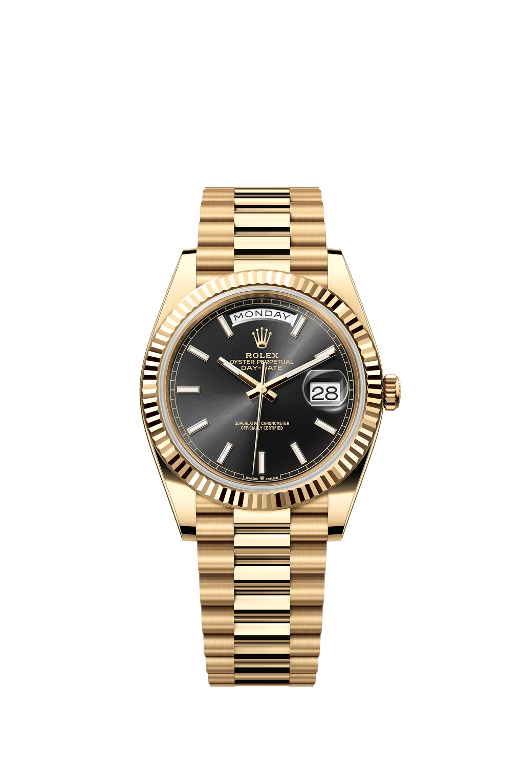 Rolex 228238 Day-Date 40 Yellow Gold Bright Black Dial – Speak Easy Co