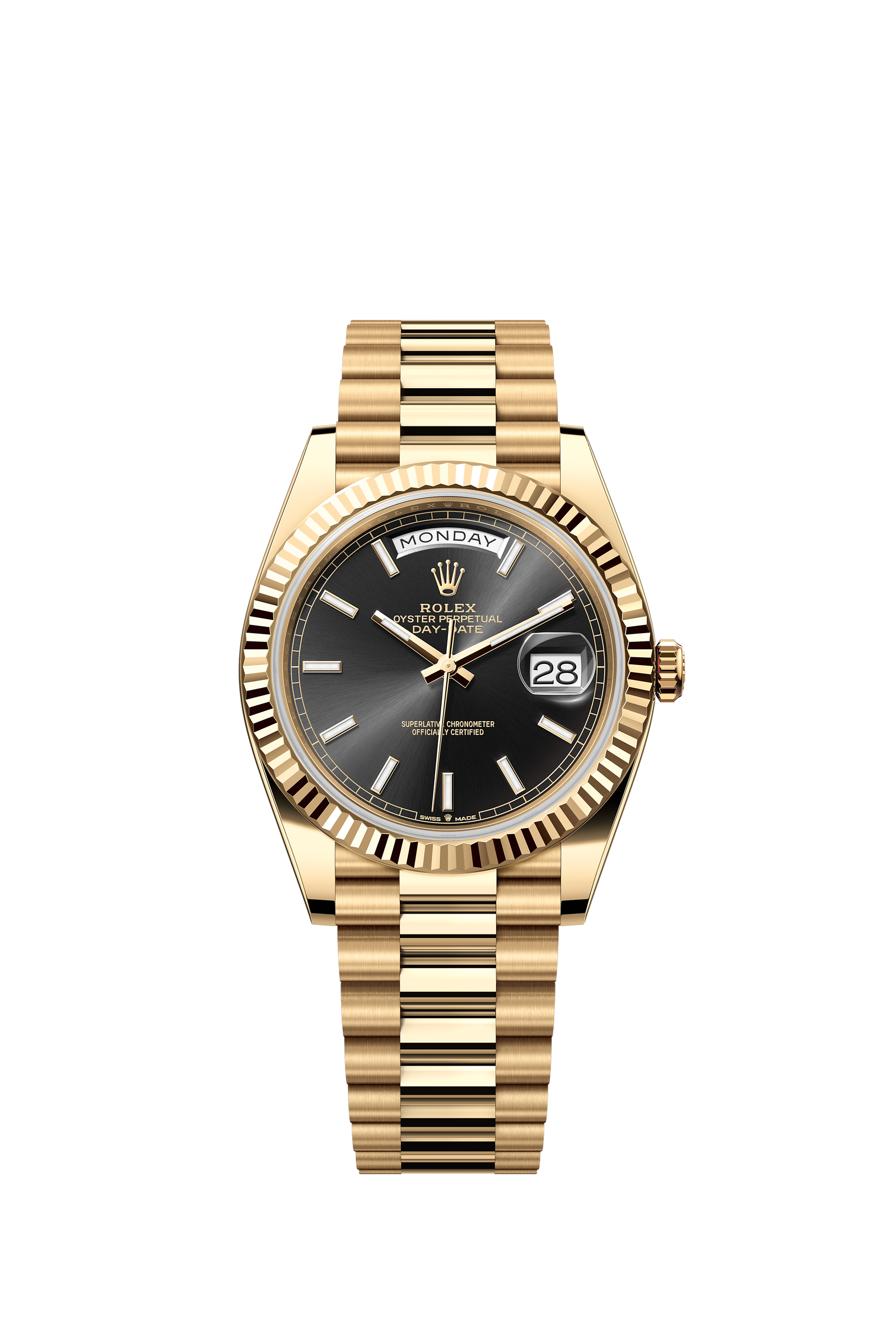 Rolex 228238 Day-Date 40 Yellow Gold Bright Black Dial – Speak Easy Co