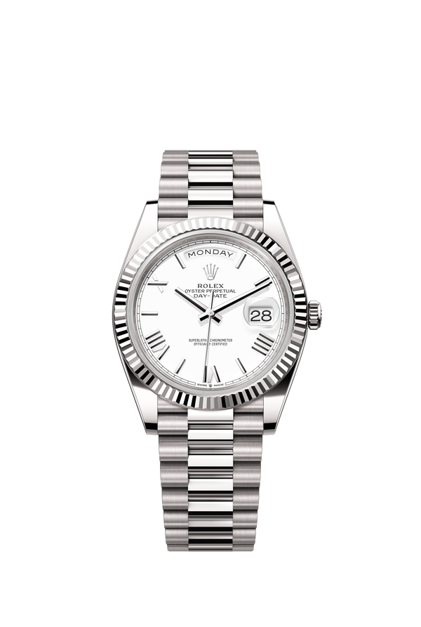 228239 White Roman Numeral Day-Date